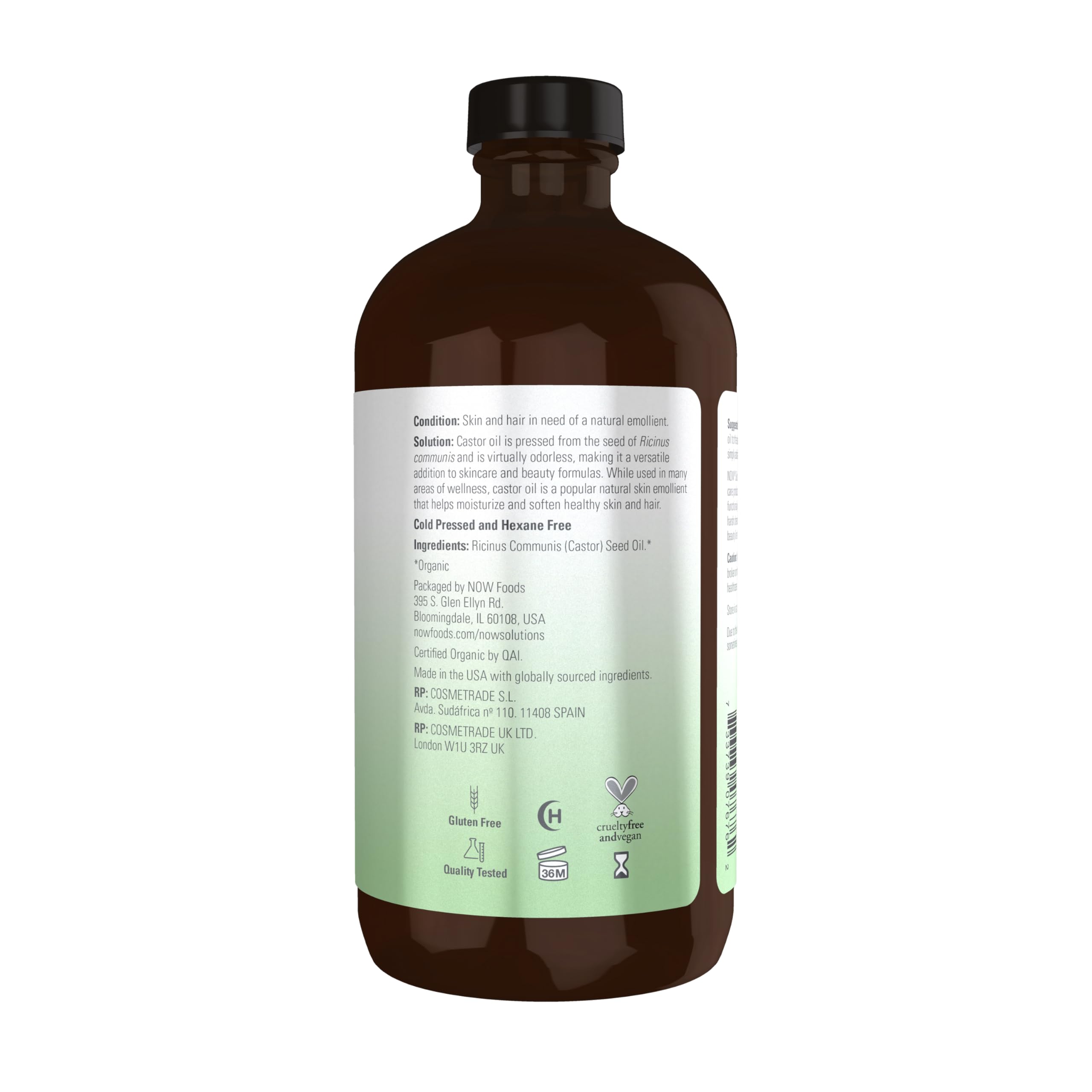 Foto 4 pulgar | Aceite De Ricino Now Solutions, 100% Orgánico Puro, 473 Ml - Venta Internacional.