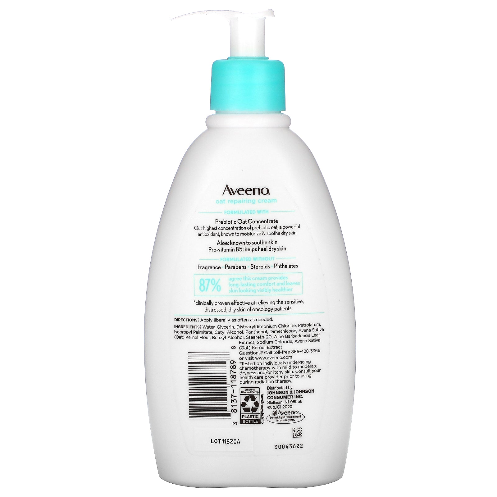 Foto 3 pulgar | Crema Reparadora De Avena Aveeno Para La Piel, 340 Ml - Venta Internacional.