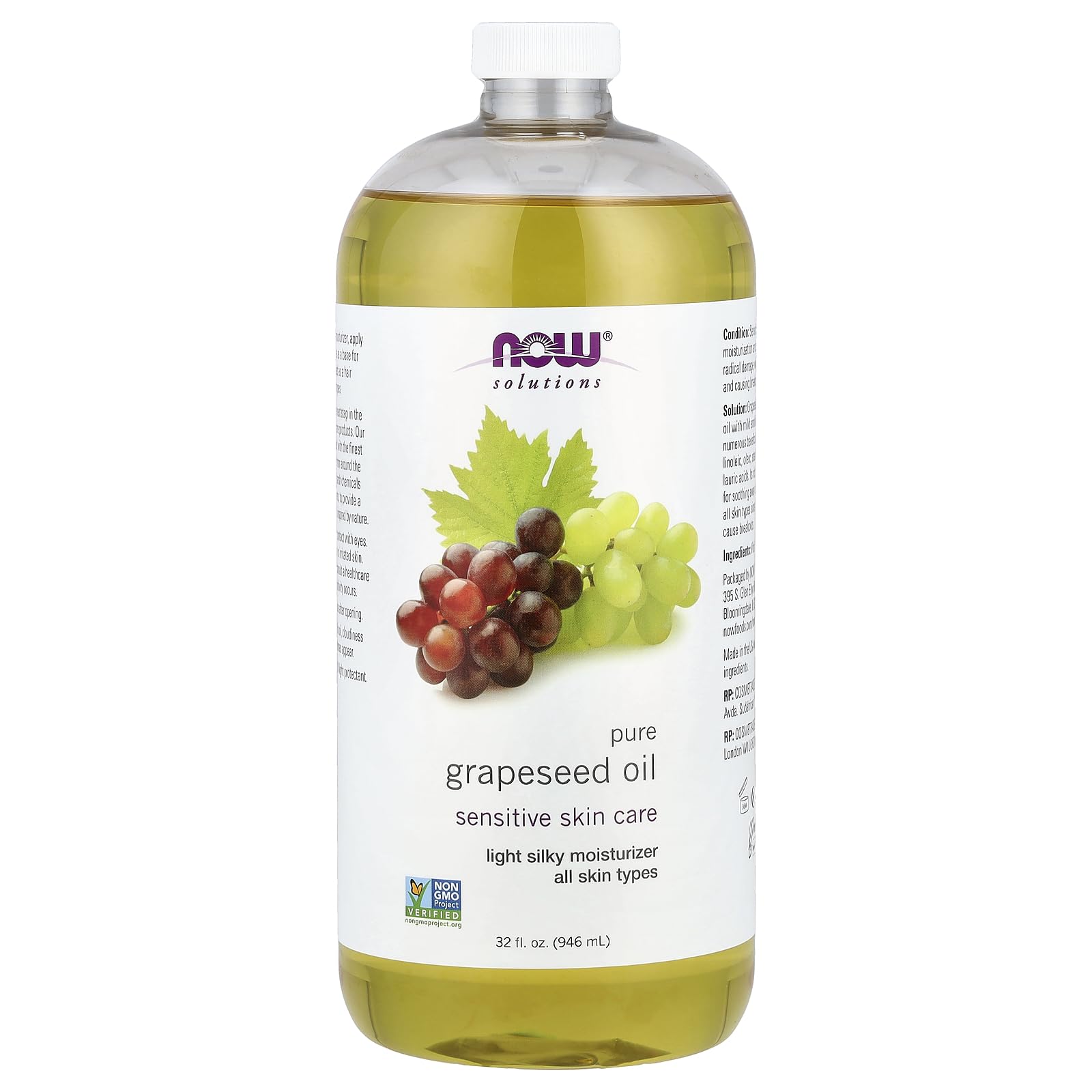 Aceite De Semilla De Uva Now Solutions Skin Care Piel Sensible 1l - Venta Internacional.