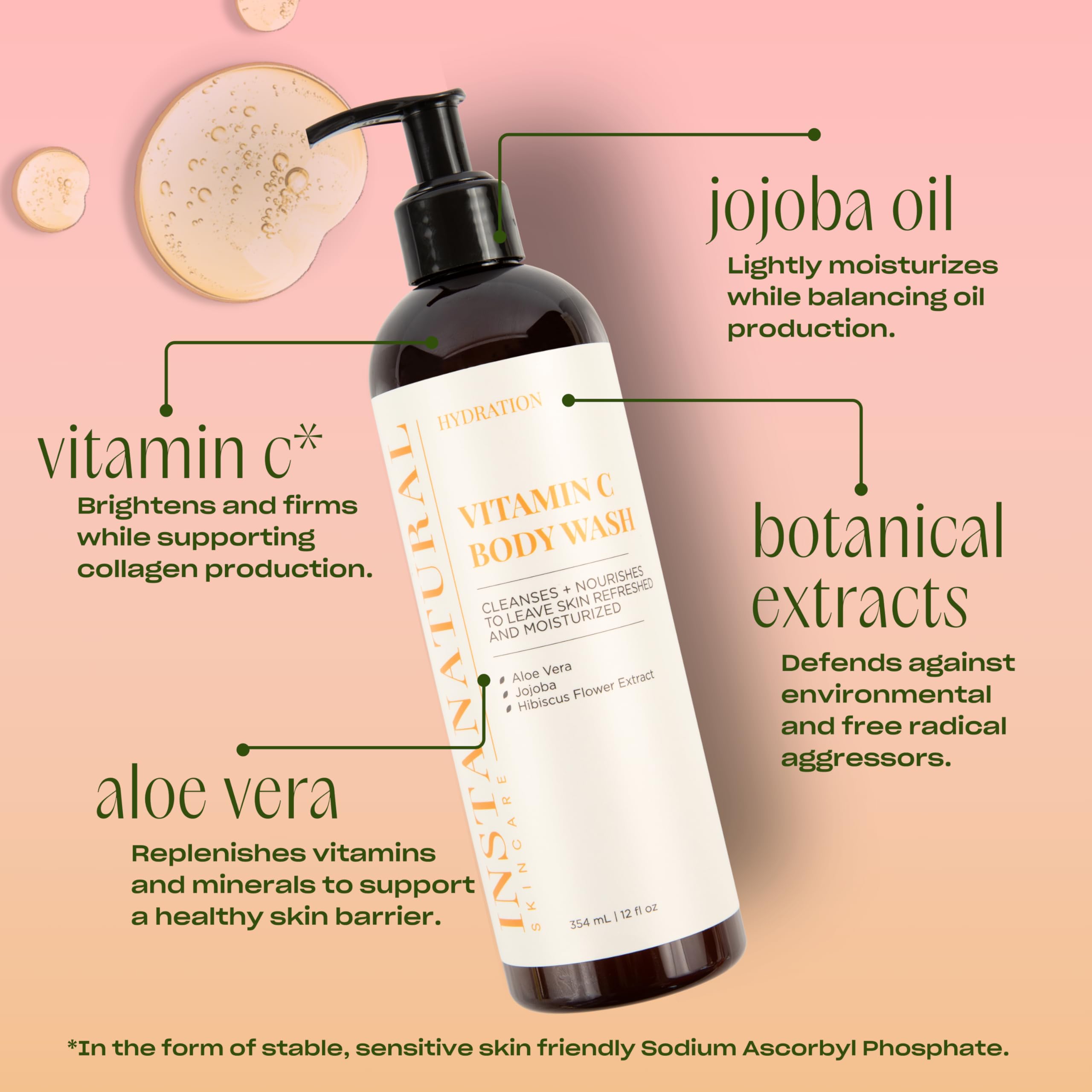 Foto 4 pulgar | Gel De Baño Instanatural Con Vitamina C 355 Ml Con Aloe Vera Y Jojoba - Venta Internacional.