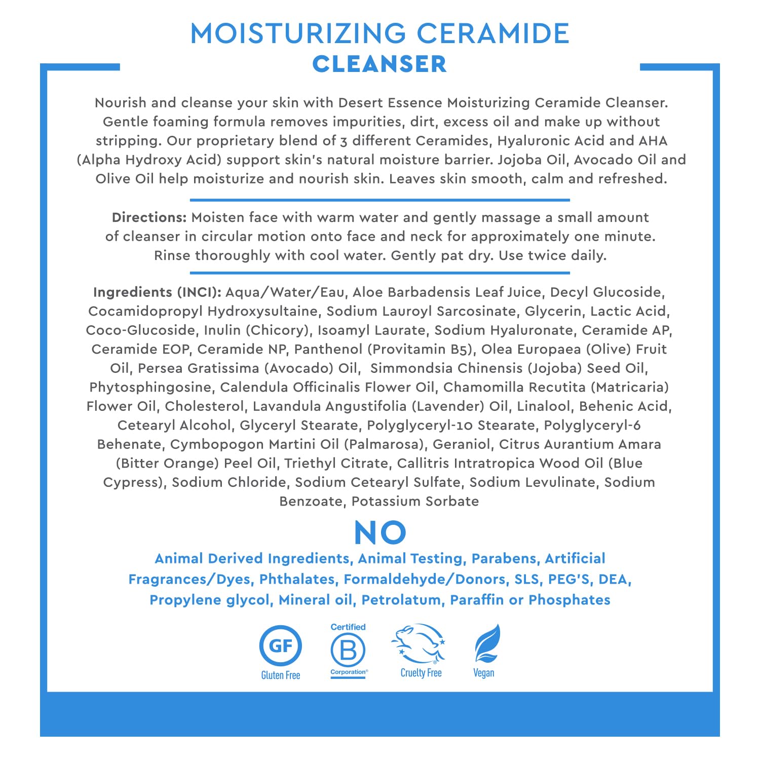 Foto 5 pulgar | Limpiador Facial Desert Essence Hidratante Ceramide 210 Ml - Venta Internacional.
