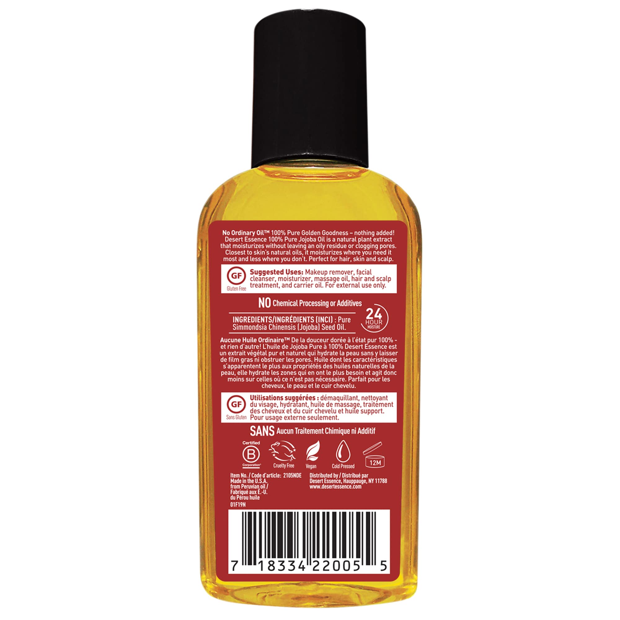 Foto 4 pulgar | Aceite De Jojoba Desert Essence  60 Ml  100% Puro Para Cabello  Piel Y Cuero Cabelludo - Venta Internacional.