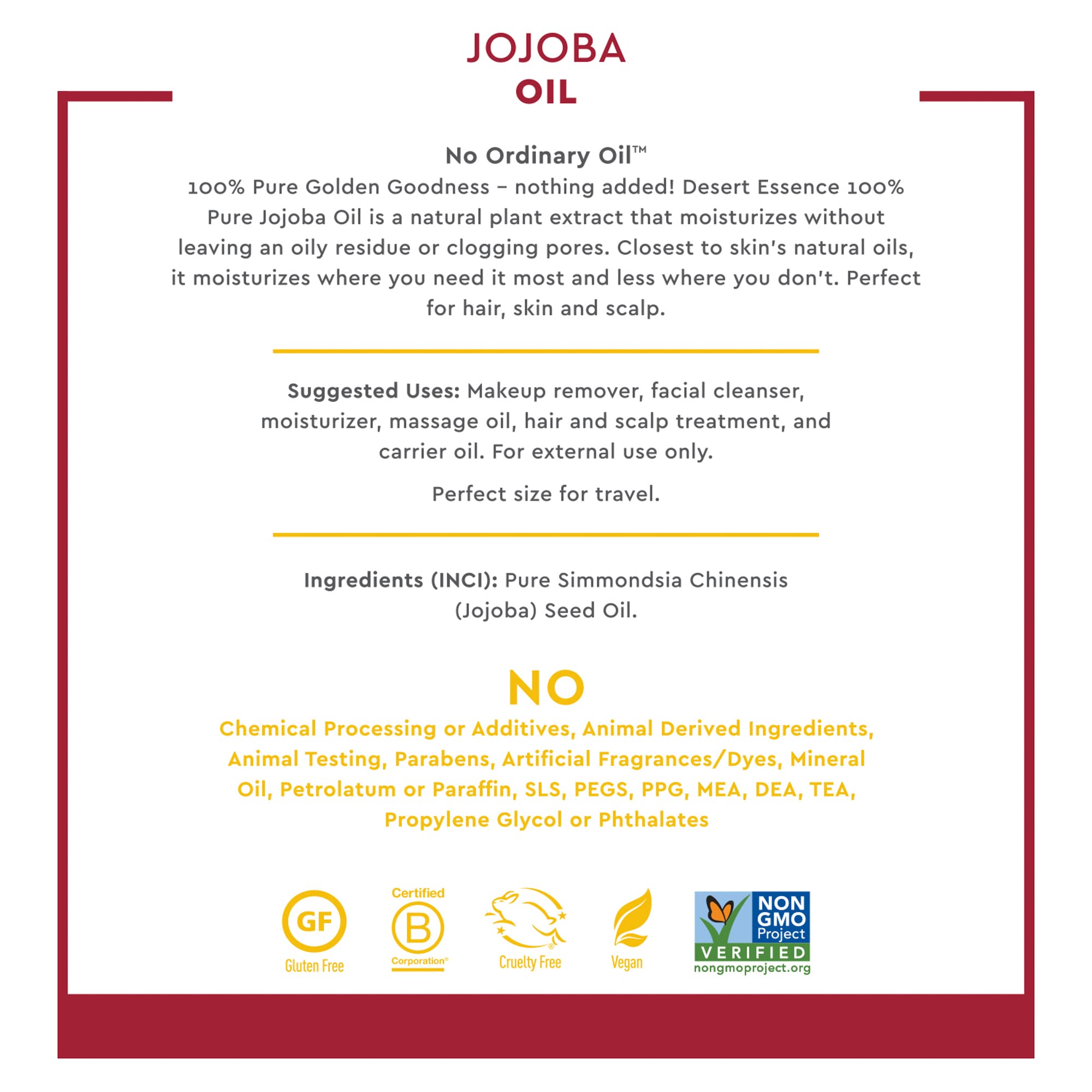 Foto 5 | Aceite De Jojoba Desert Essence  60 Ml  100% Puro Para Cabello  Piel Y Cuero Cabelludo - Venta Internacional.
