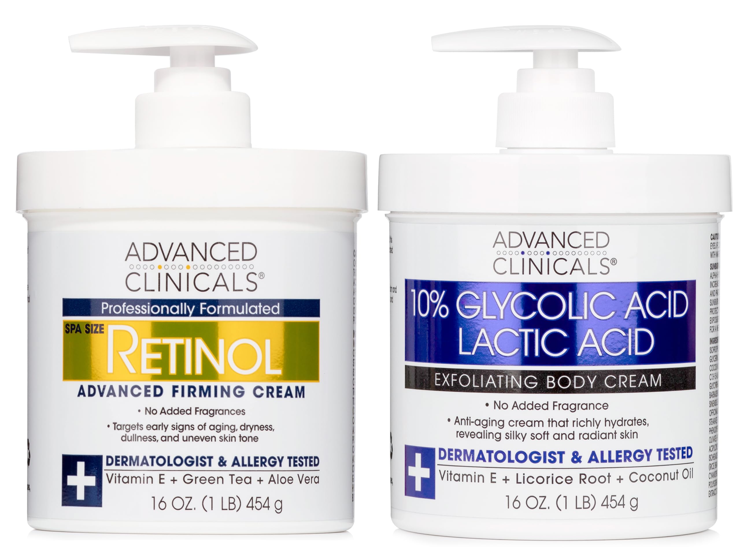 Foto 2 pulgar | Loción Corporal Advanced Clinicals Retinol + 10% De Ácido Glicólico - Venta Internacional.
