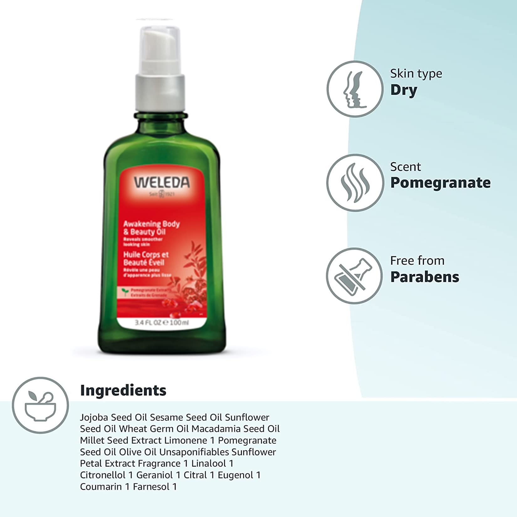 Foto 4 pulgar | Aceite Corporal Y De Belleza Weleda Awakening Pomegranate 100ml - Venta Internacional.