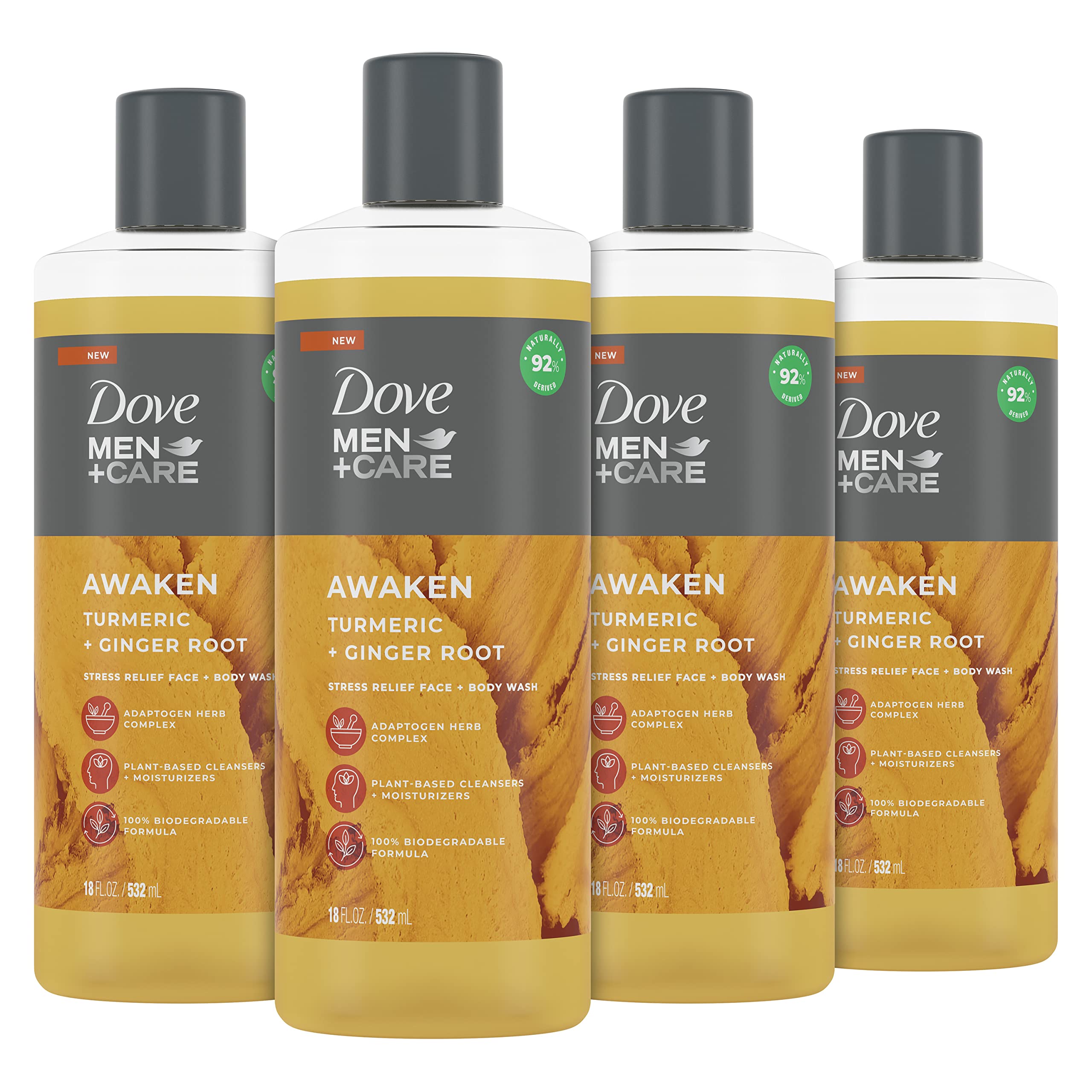 Gel De Baño Para Rostro Y Cuerpo Dove Men + Care Awaken Turmeric + Ginger - Venta Internacional.