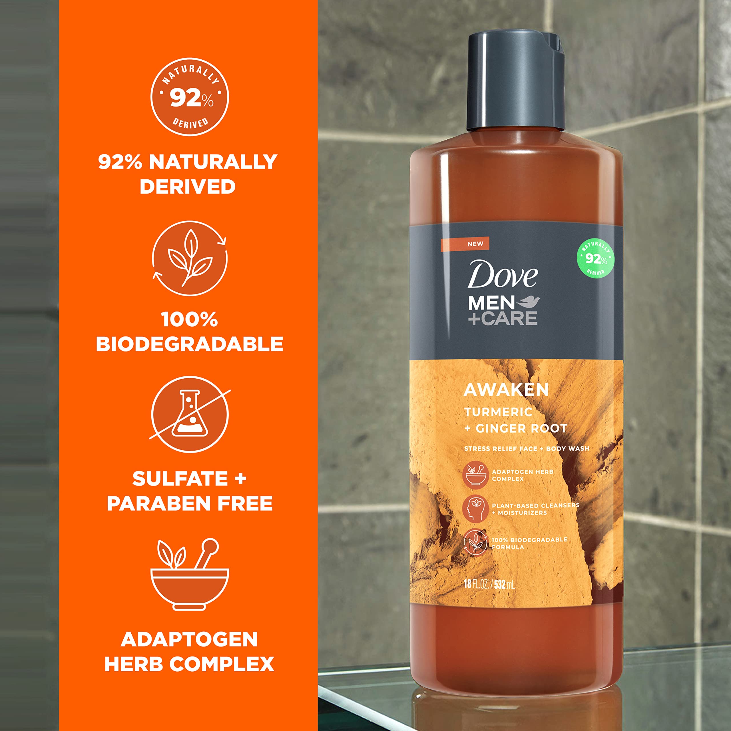 Foto 6 pulgar | Gel De Baño Para Rostro Y Cuerpo Dove Men + Care Awaken Turmeric + Ginger - Venta Internacional.