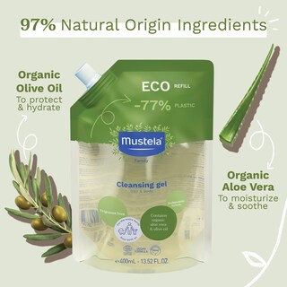 Foto 2 | Gel Limpiador Mustela Certificado Orgánico Eco-refill 400 Ml - Venta Internacional.