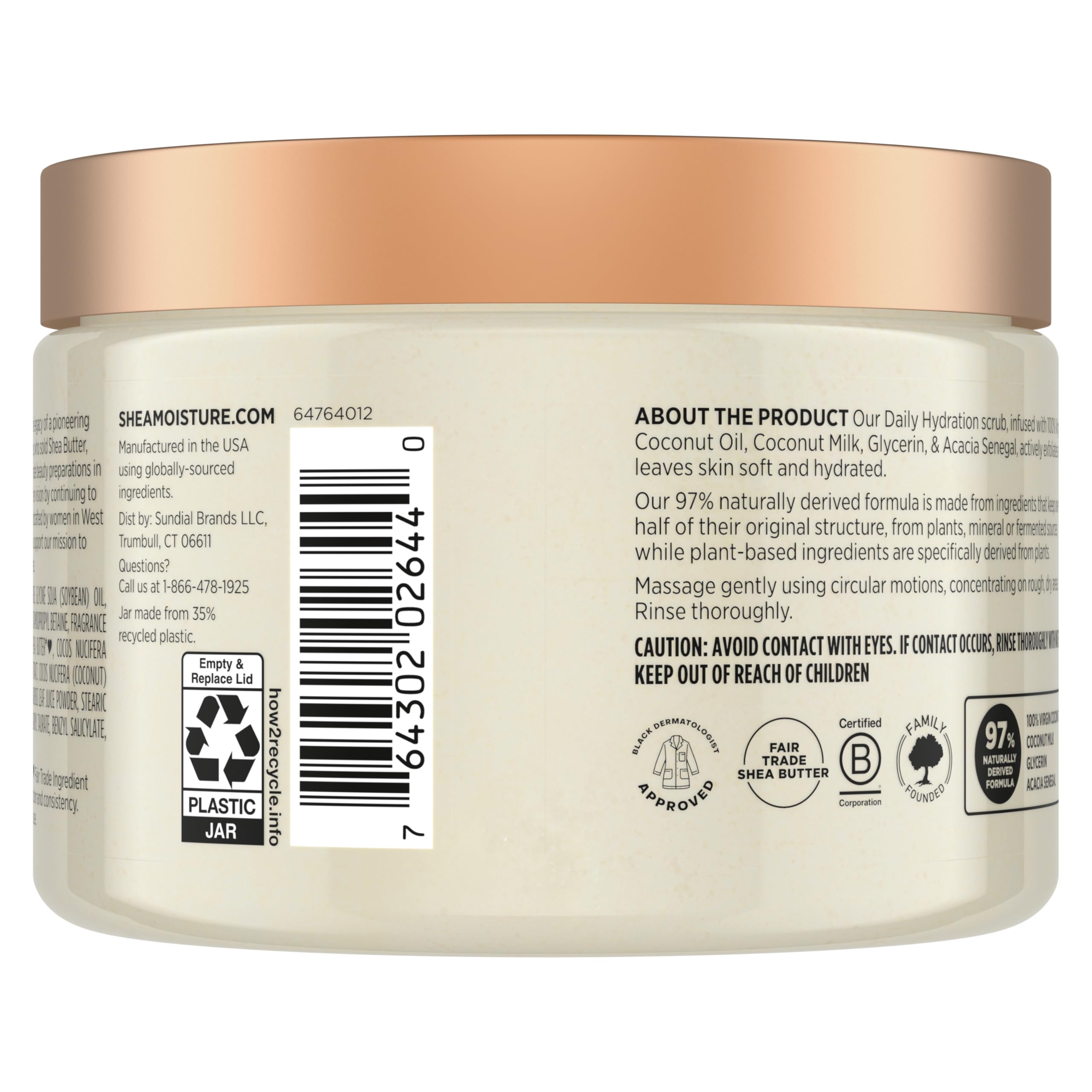 Foto 3 pulgar | Exfoliante Corporal Sheamoisture Aceite De Coco Virgen Con Azúcar De Karité 350 Ml - Venta Internacional.