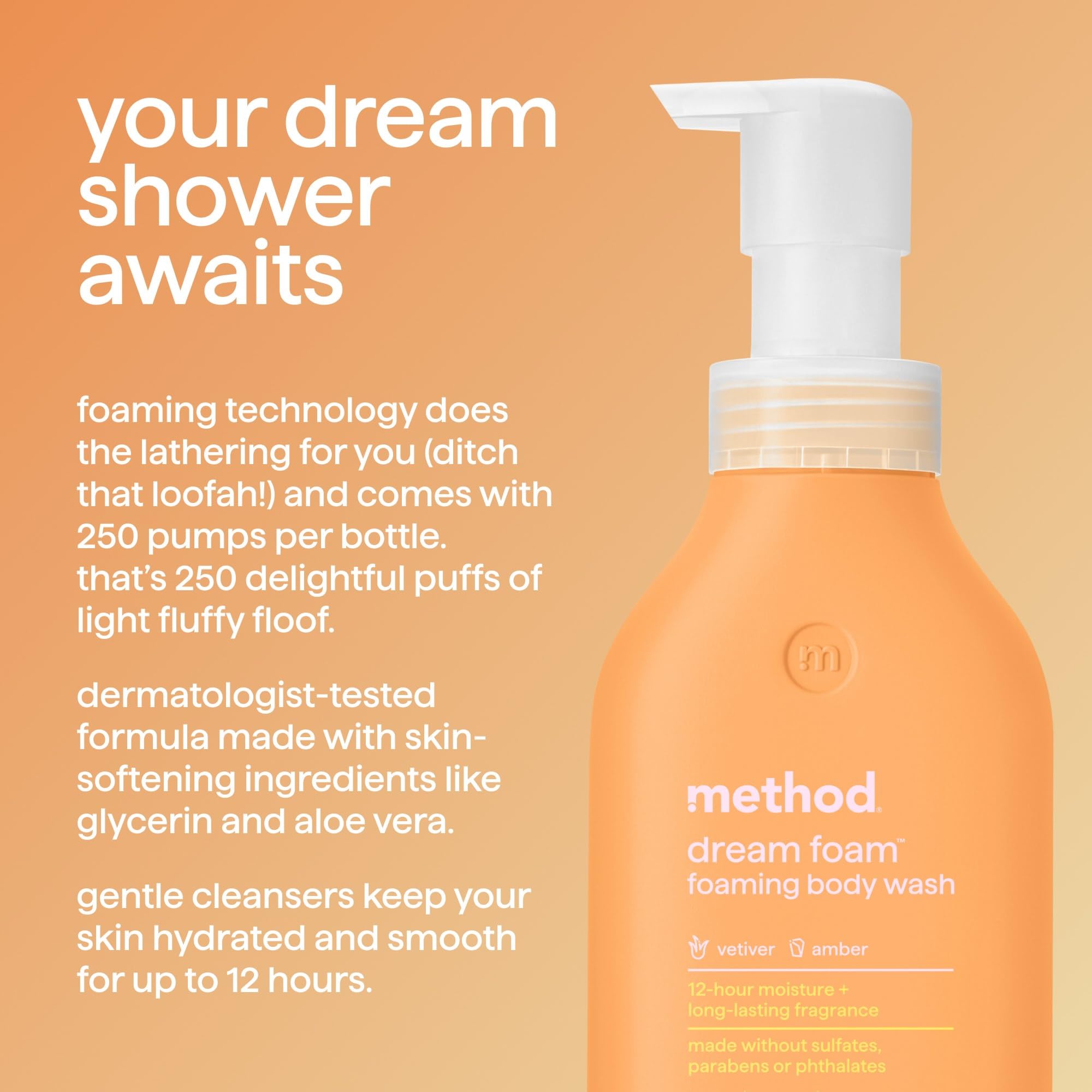 Foto 3 pulgar | Método De Gel De Baño Espumoso Dream Foam Vetiver + Amber 400 Ml - Venta Internacional.