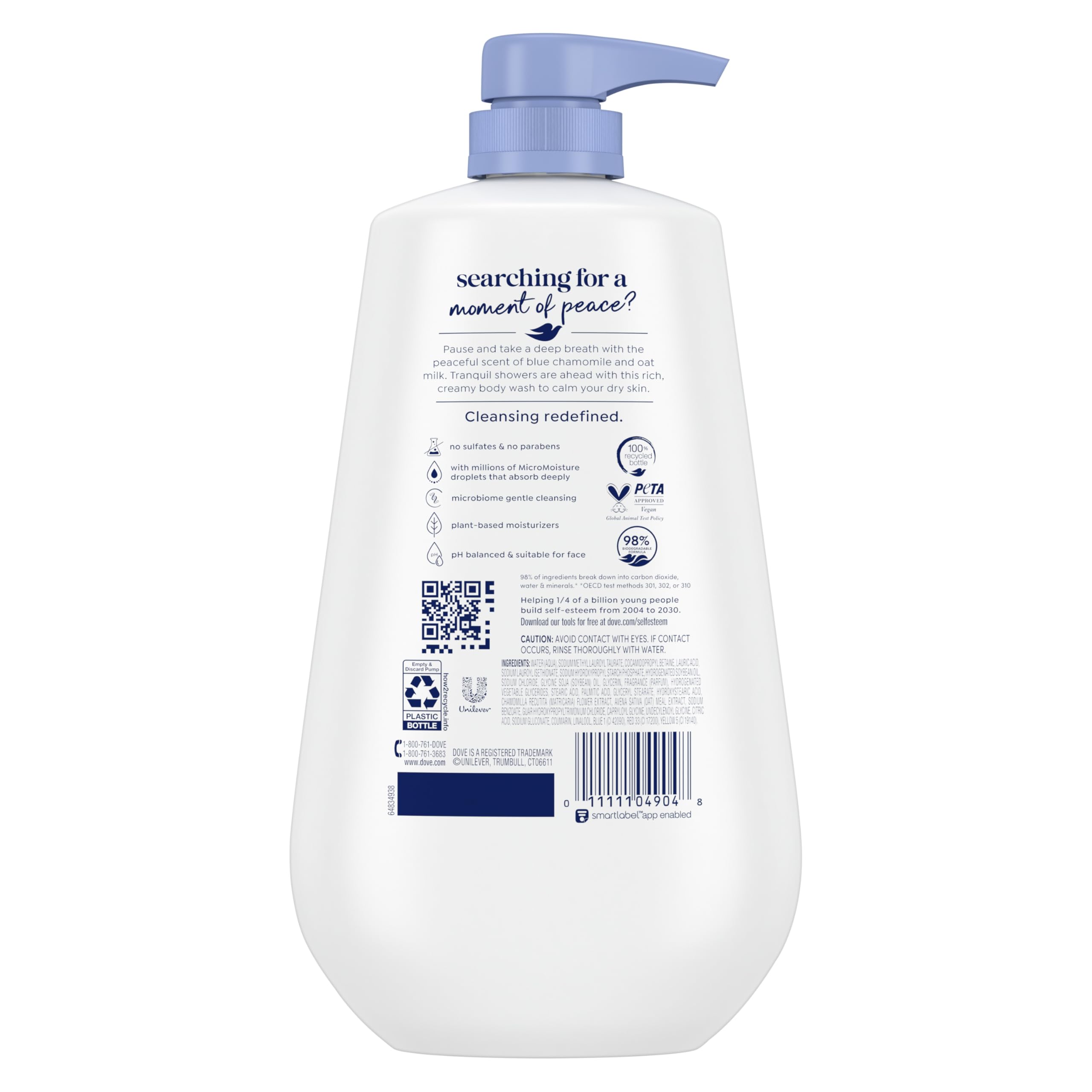 Foto 3 pulgar | Gel De Baño Dove Antiestrés Azul Con Camomila Y Leche De Avena  900 Ml - Venta Internacional.