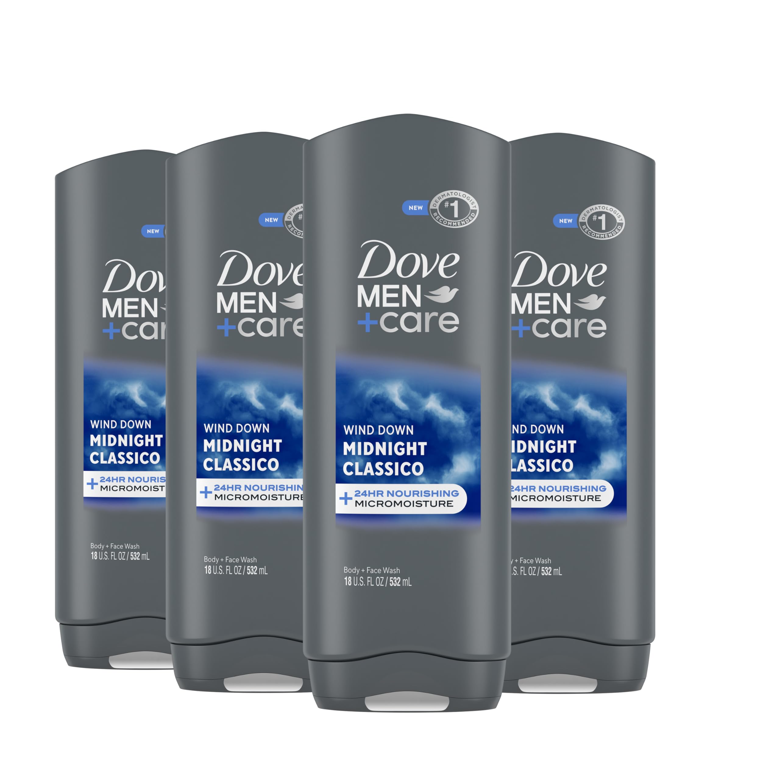 Gel De Baño Corporal Y Facial Dove Men + Care Midnight Classico 4x - Venta Internacional.