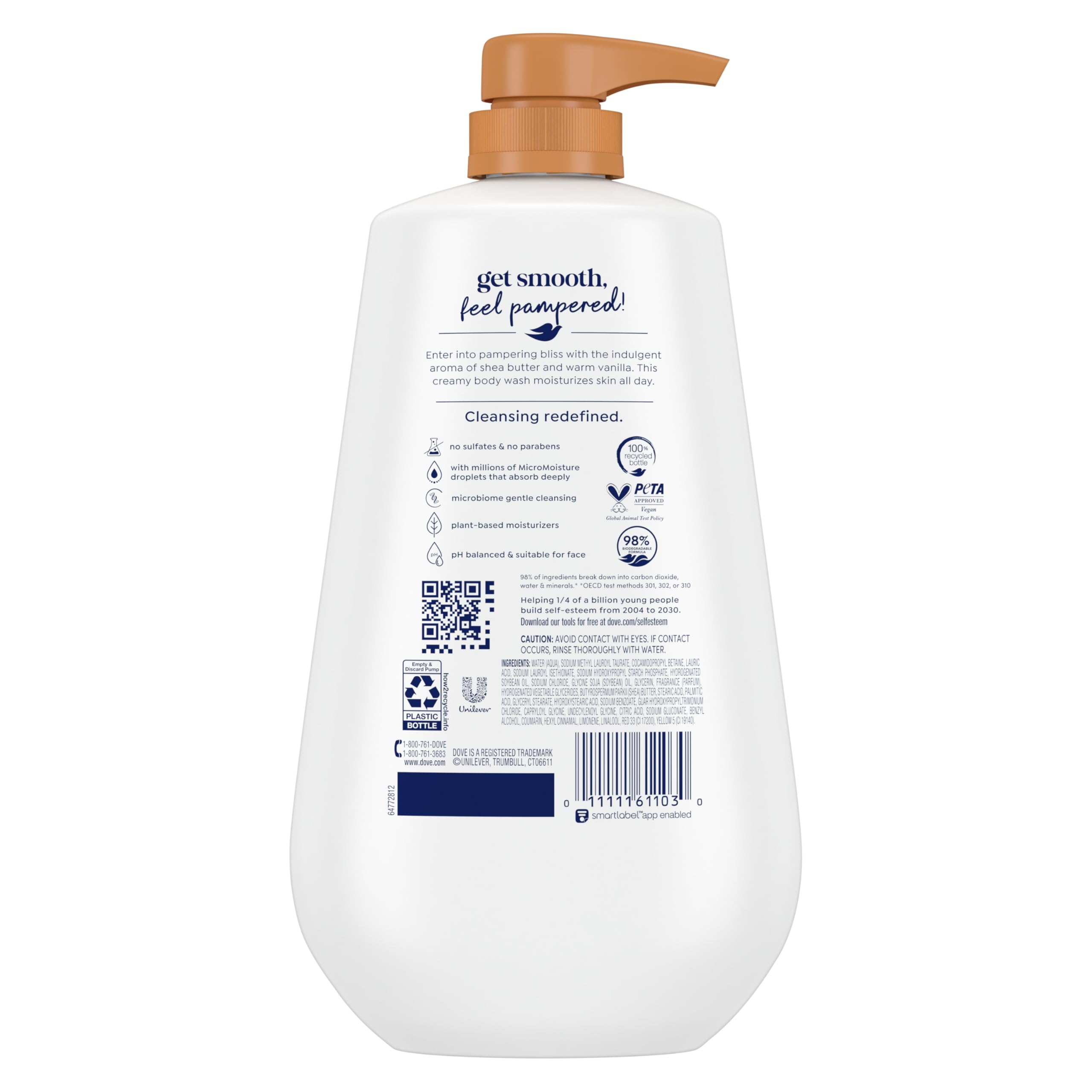 Foto 3 pulgar | Gel De Baño Dove Pamper Con Manteca De Karité Y Vainilla 900 Ml - Venta Internacional.