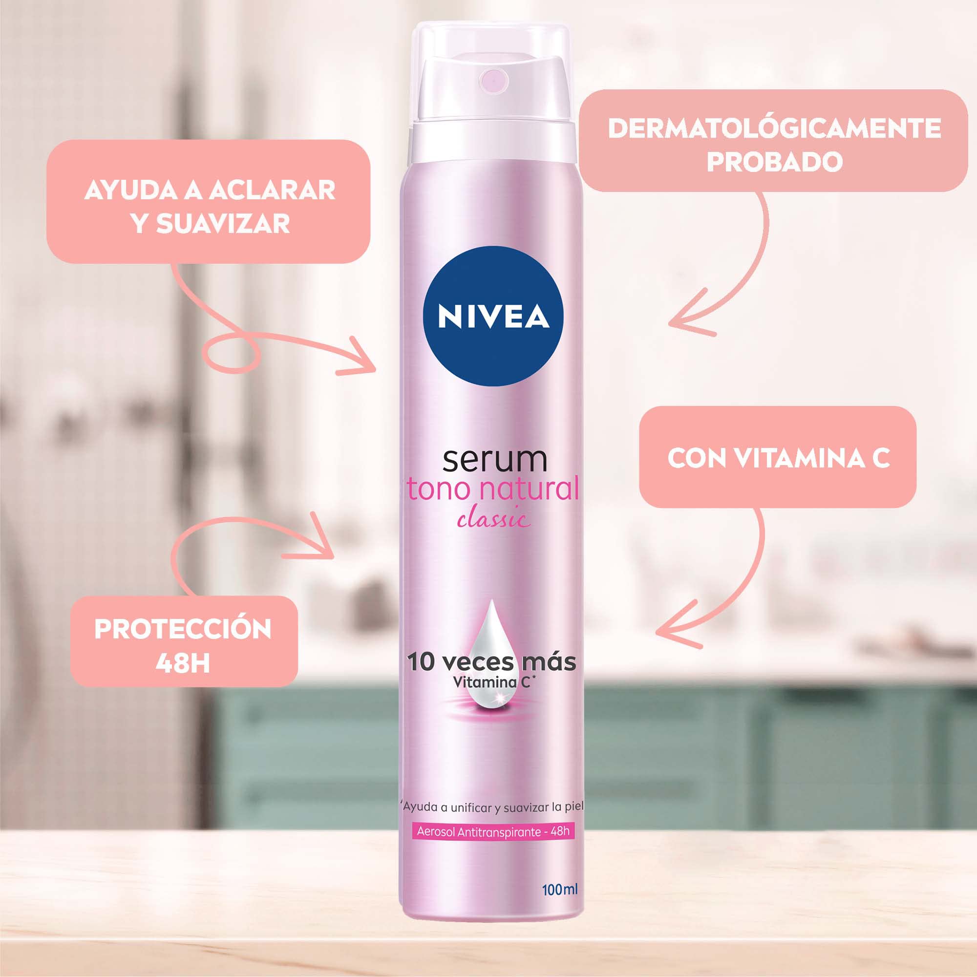 Foto 2 | Sérum Desodorante En Aerosol Nivea Extra Lighting  48 Horas  150 Ml - Venta Internacional.