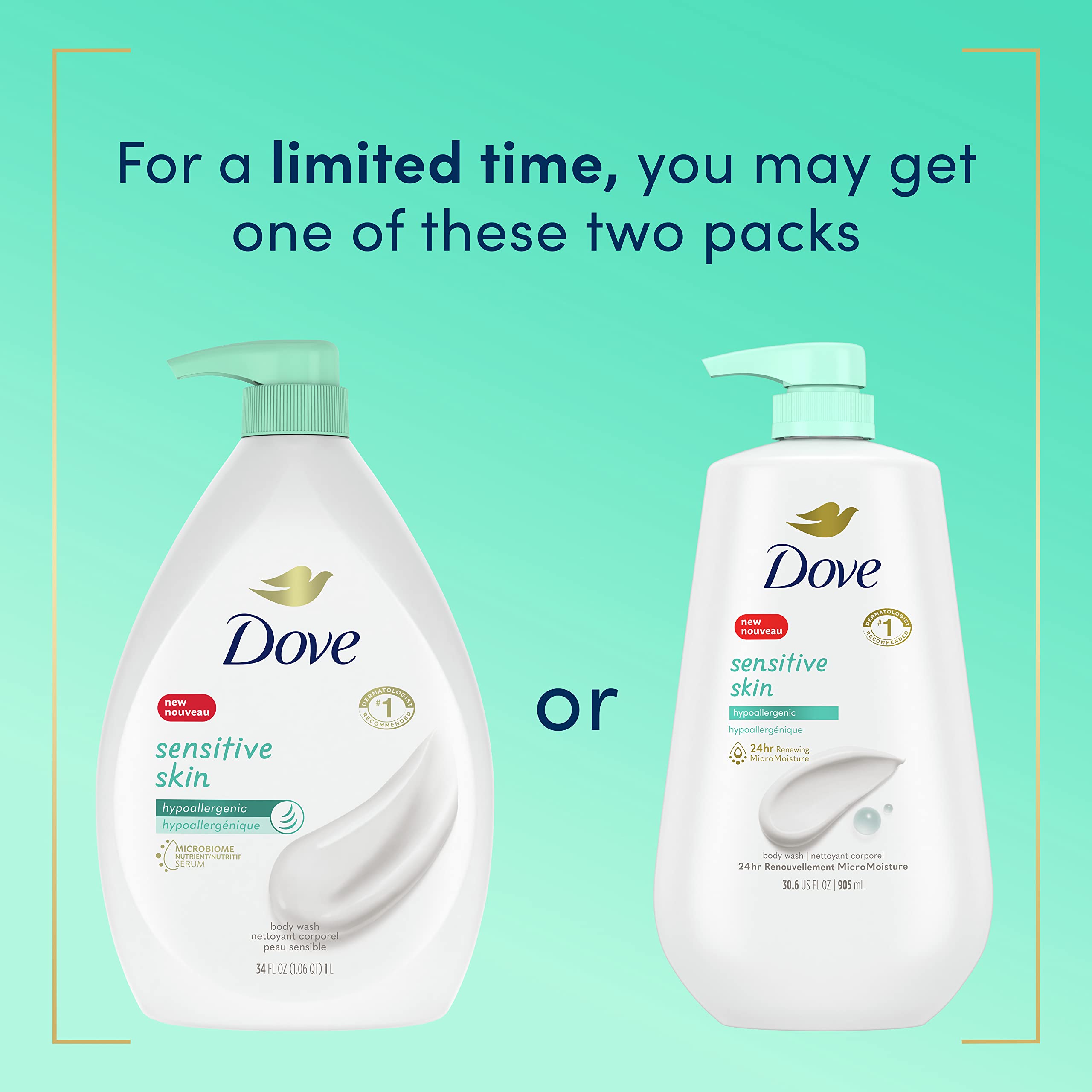 Foto 3 pulgar | Gel De Baño Dove Sensitive Skin Con Bomba De 30 6 Oz  Paquete De 3 - Venta Internacional.
