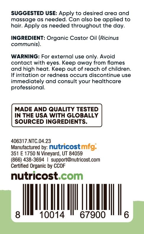 Foto 3 pulgar | Aceite de Ricino Nutricost Essentials Orgánico Prensado en Frío 240 ml - Venta Internacional