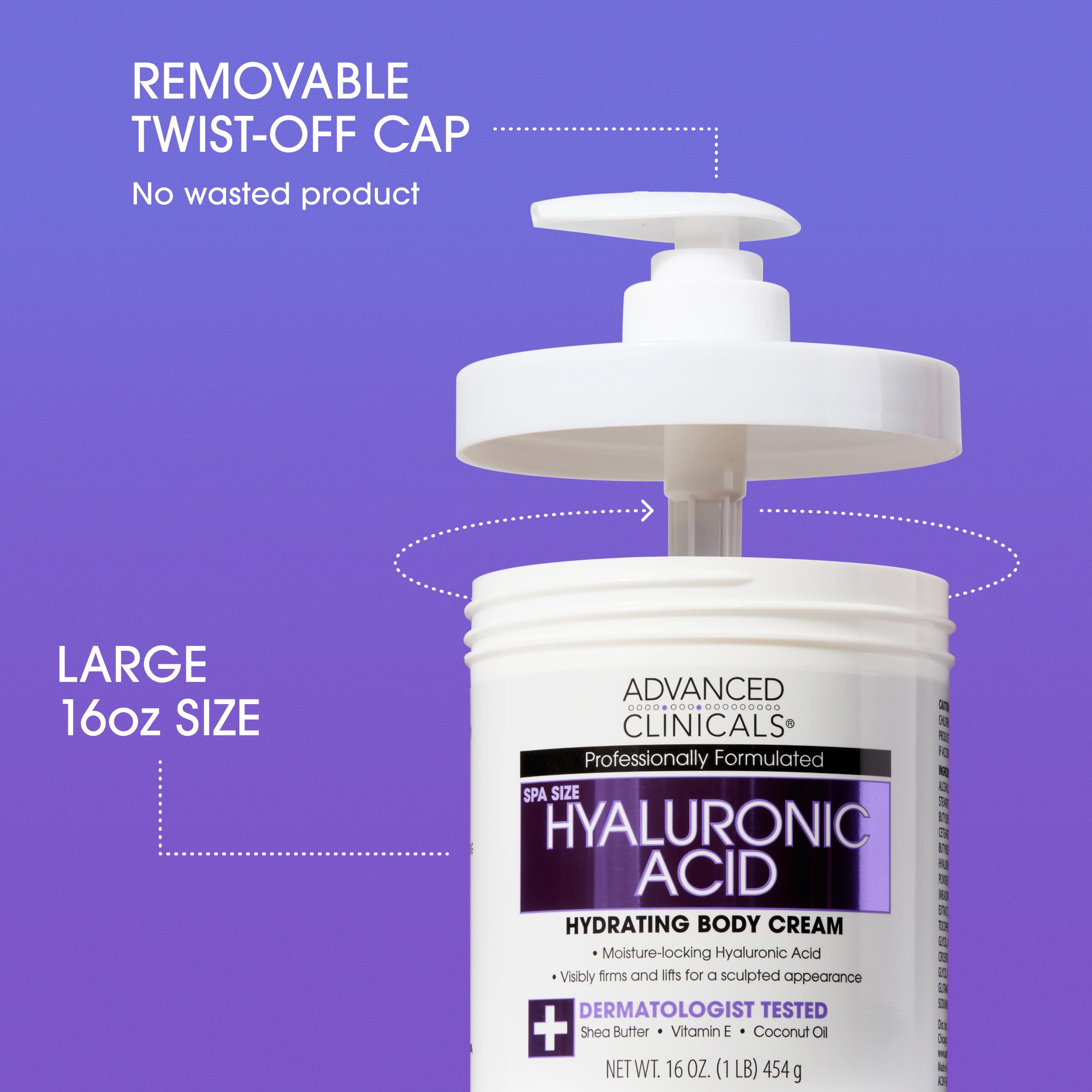 Foto 2 | Crema Corporal Hidratante Con Ácido Hialurónico De Advanced Clinicals - Venta Internacional.
