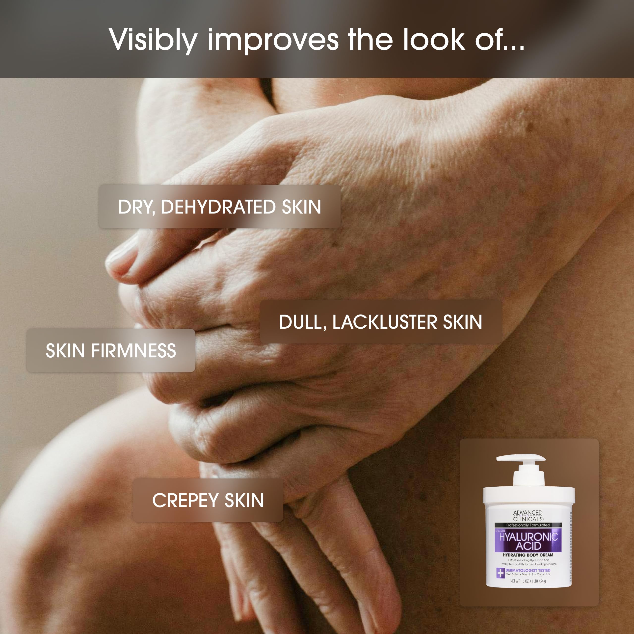 Foto 3 | Crema Corporal Hidratante Con Ácido Hialurónico De Advanced Clinicals - Venta Internacional.