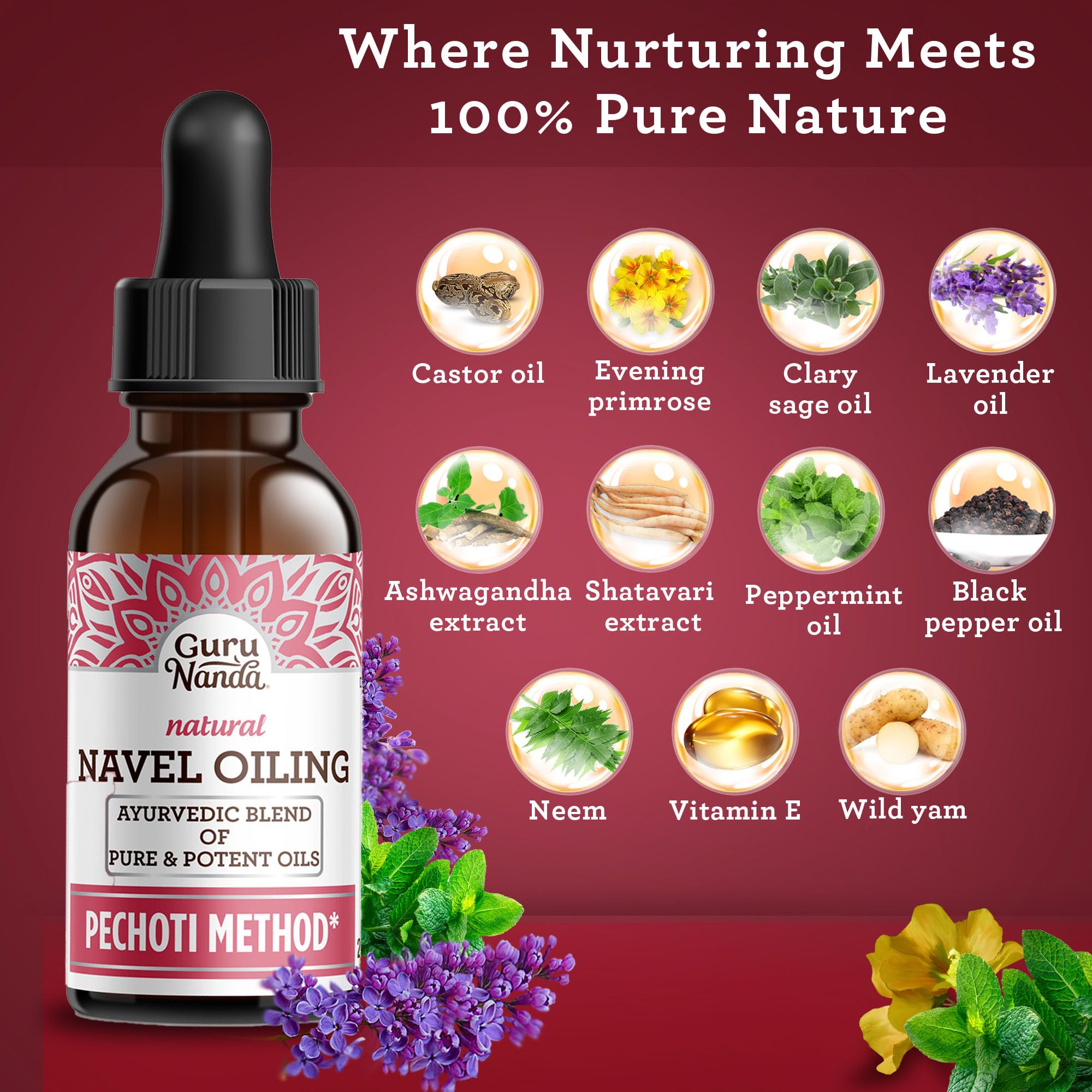 Foto 4 pulgar | Aceite Ayurvédico Para Ombligo Gurunanda Navel Oiling  60 Ml - Venta Internacional.