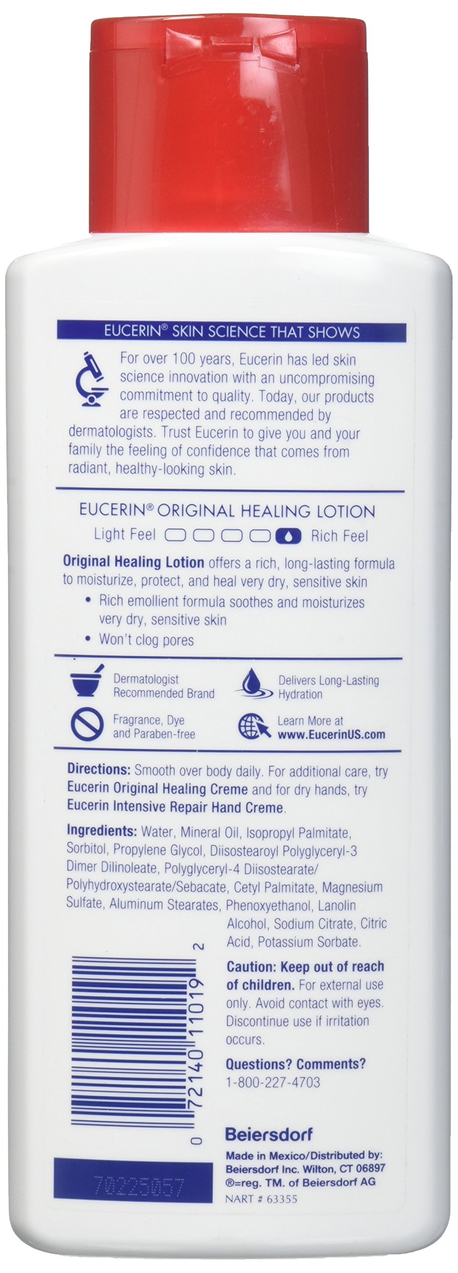 Foto 3 pulgar | Loción Eucerin Original Healing 250 Ml Sin Fragancia - Venta Internacional.