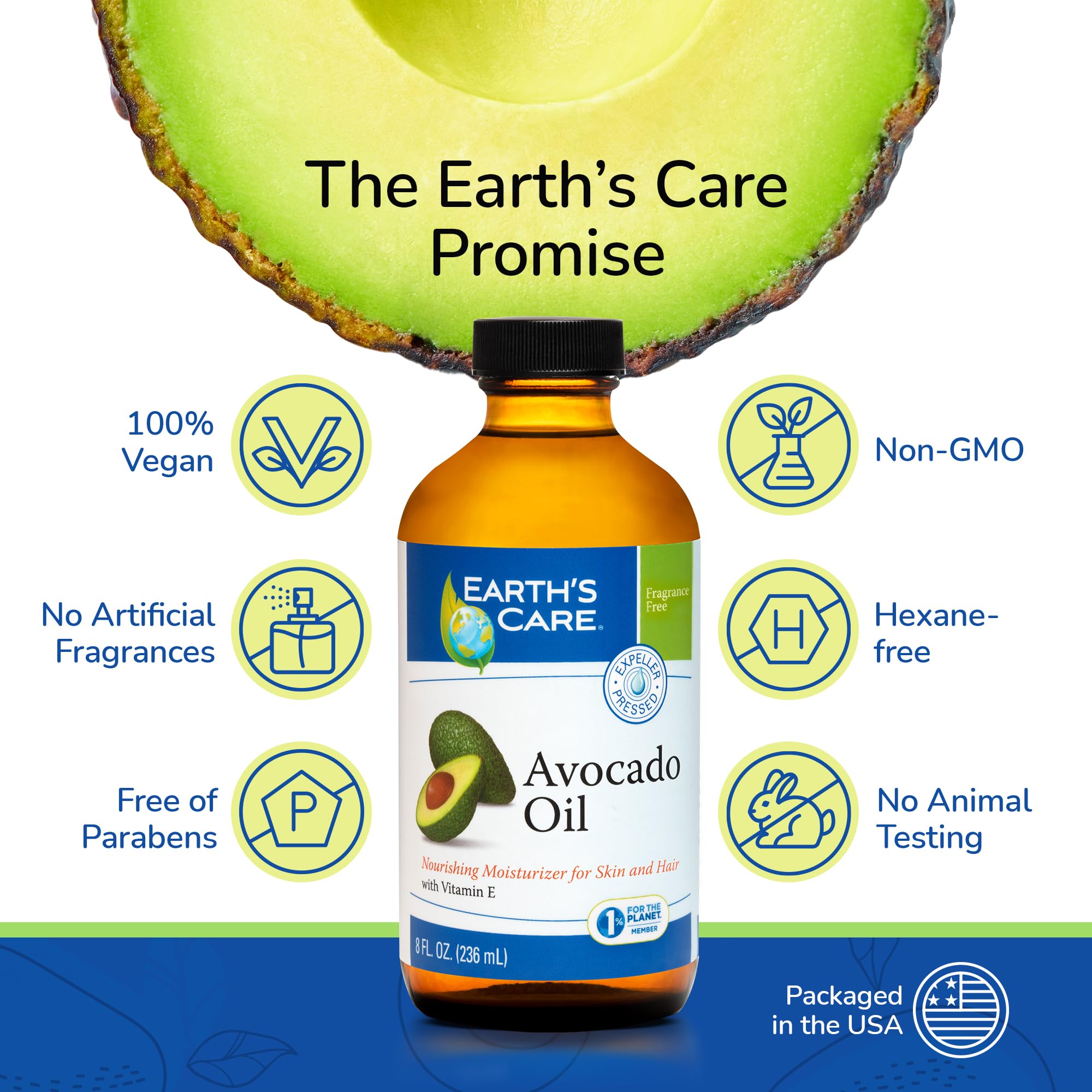 Foto 6 | Aceite De Aguacate Earth's Care Para El Cabello Y La Piel Con Vitamina E 240 Ml - Venta Internacional.