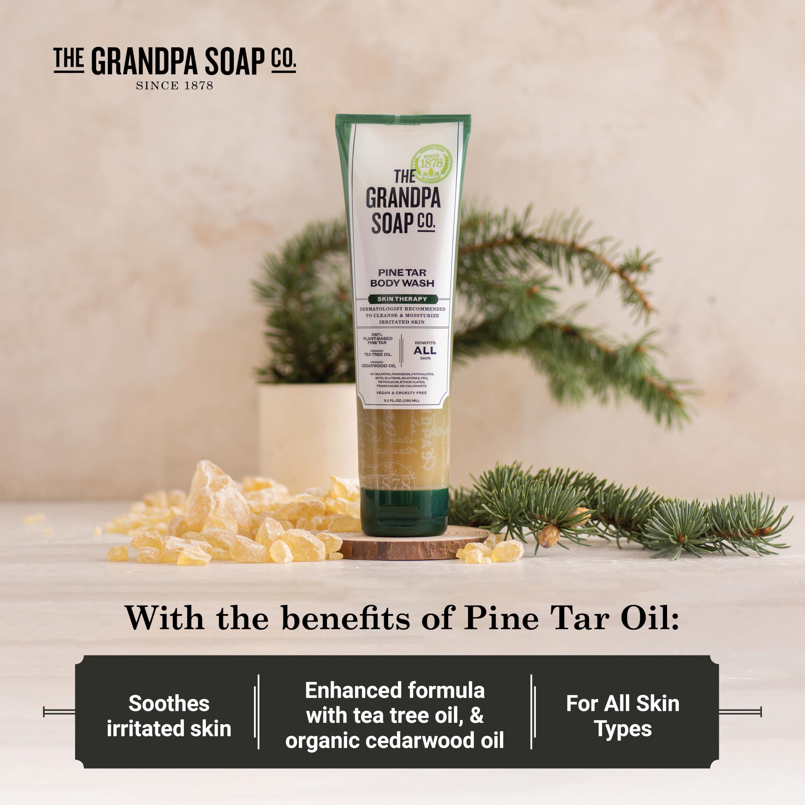 Foto 4 | Gel De Baño The Grandpa Soap Company  Alquitrán De Pino  280 Ml - Venta Internacional.