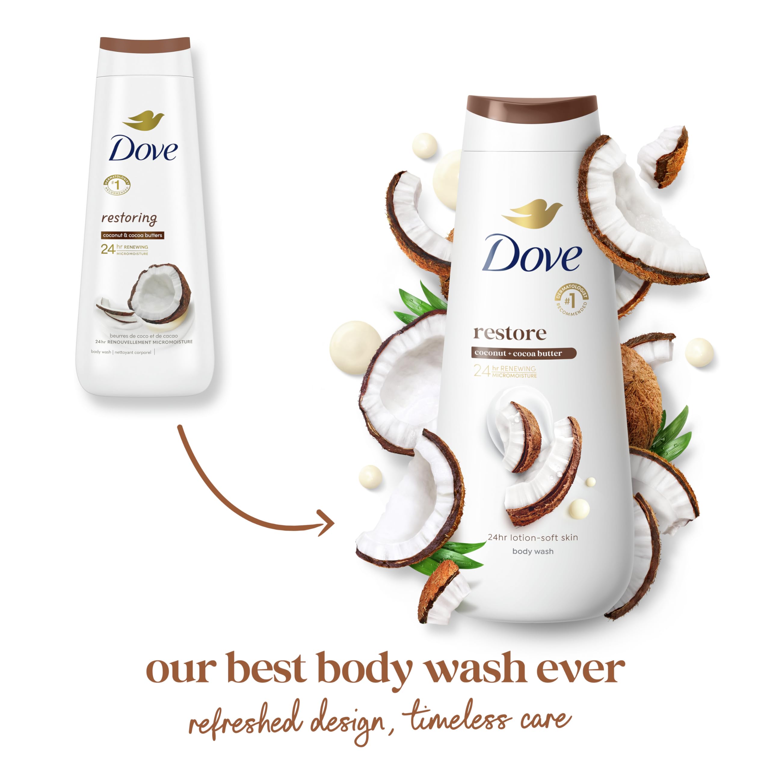 Foto 4 pulgar | Gel De Baño Dove Restore Con Manteca De Coco Y Cacao 591 Ml - Venta Internacional.
