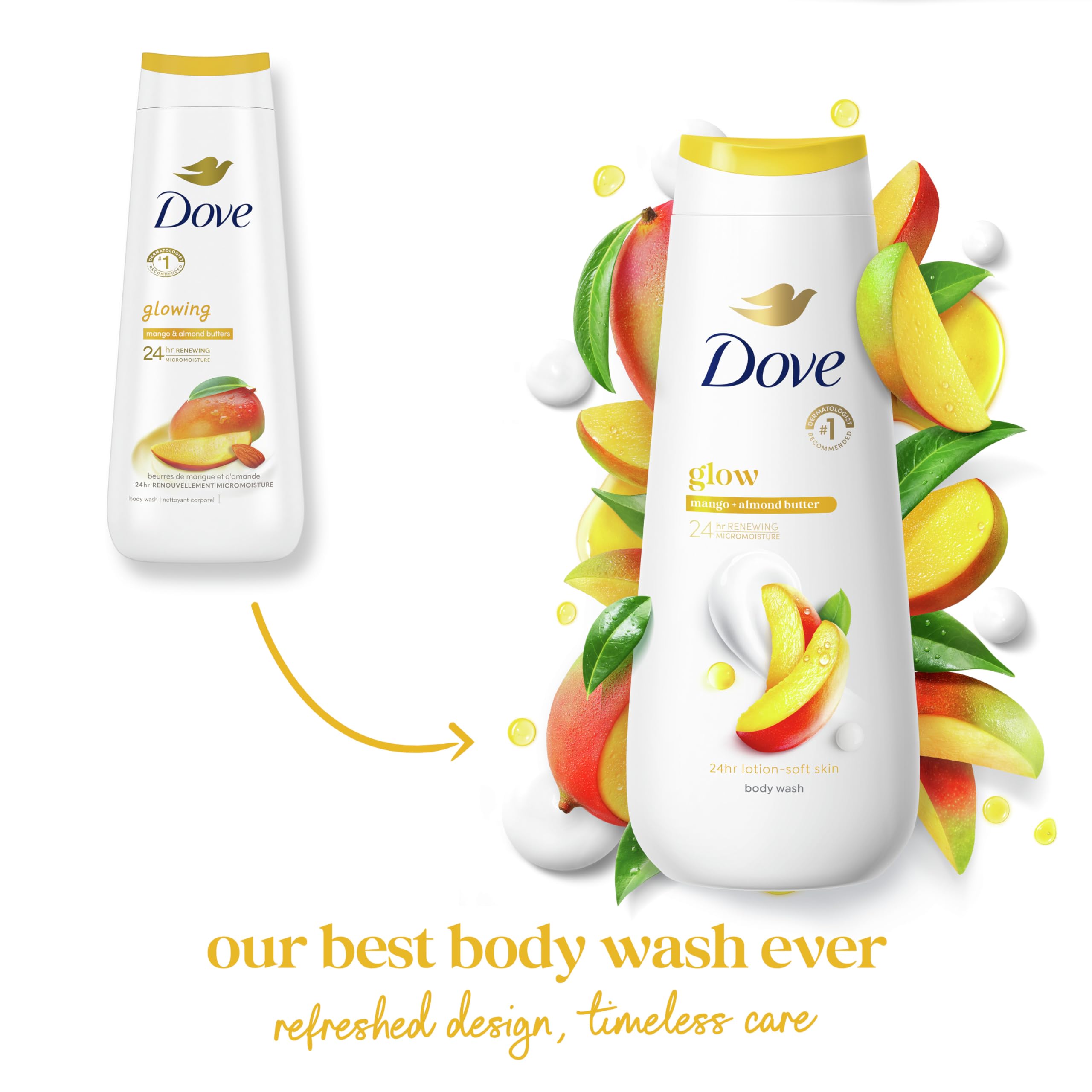 Foto 3 | Gel De Baño Dove Glow Con Mantequilla De Mango Y Almendras 591 Ml  24 Horas - Venta Internacional.