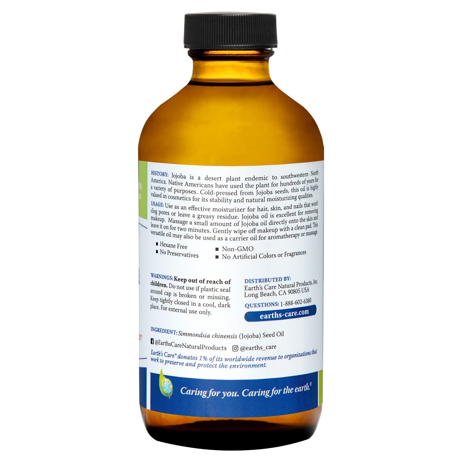 Foto 3 pulgar | Aceite De Jojoba Earth's Care 100% Puro Para Cabello  Piel Y Uñas  240 Ml - Venta Internacional.