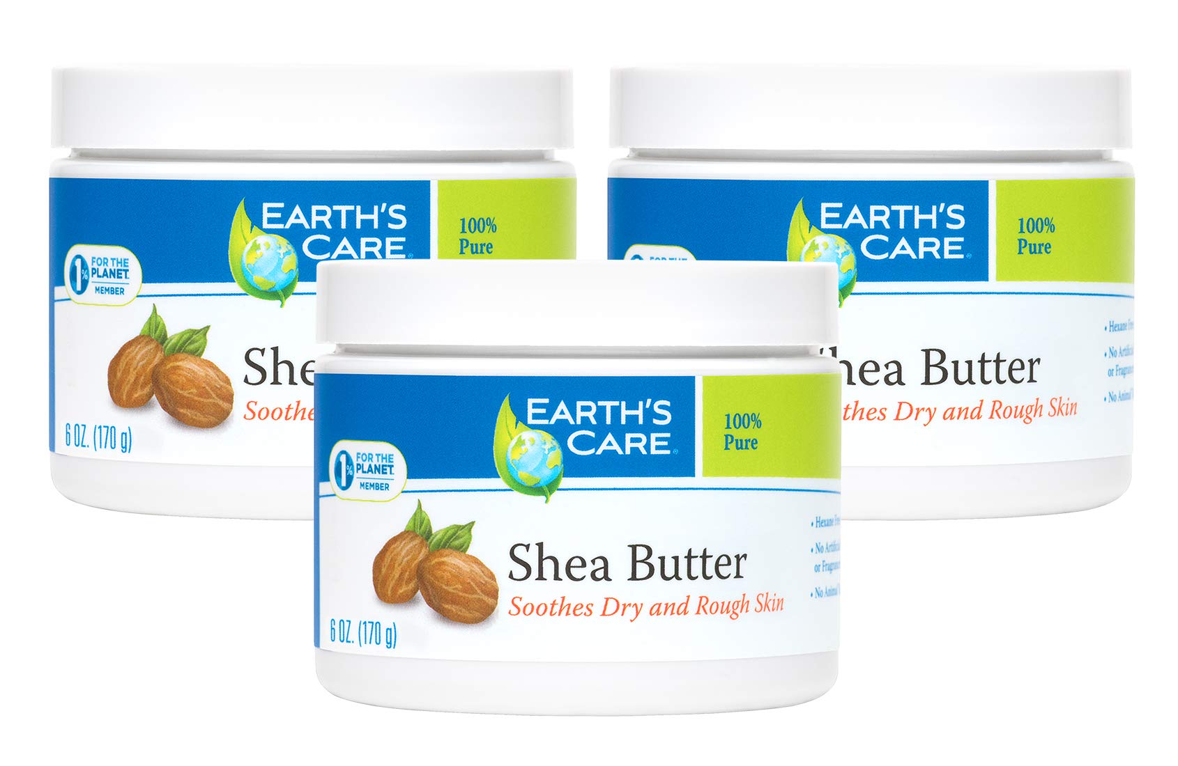 Foto 2 pulgar | Manteca De Karité Earth's Care Pure 180 Ml (3 Frascos) Sin Hexano - Venta Internacional.