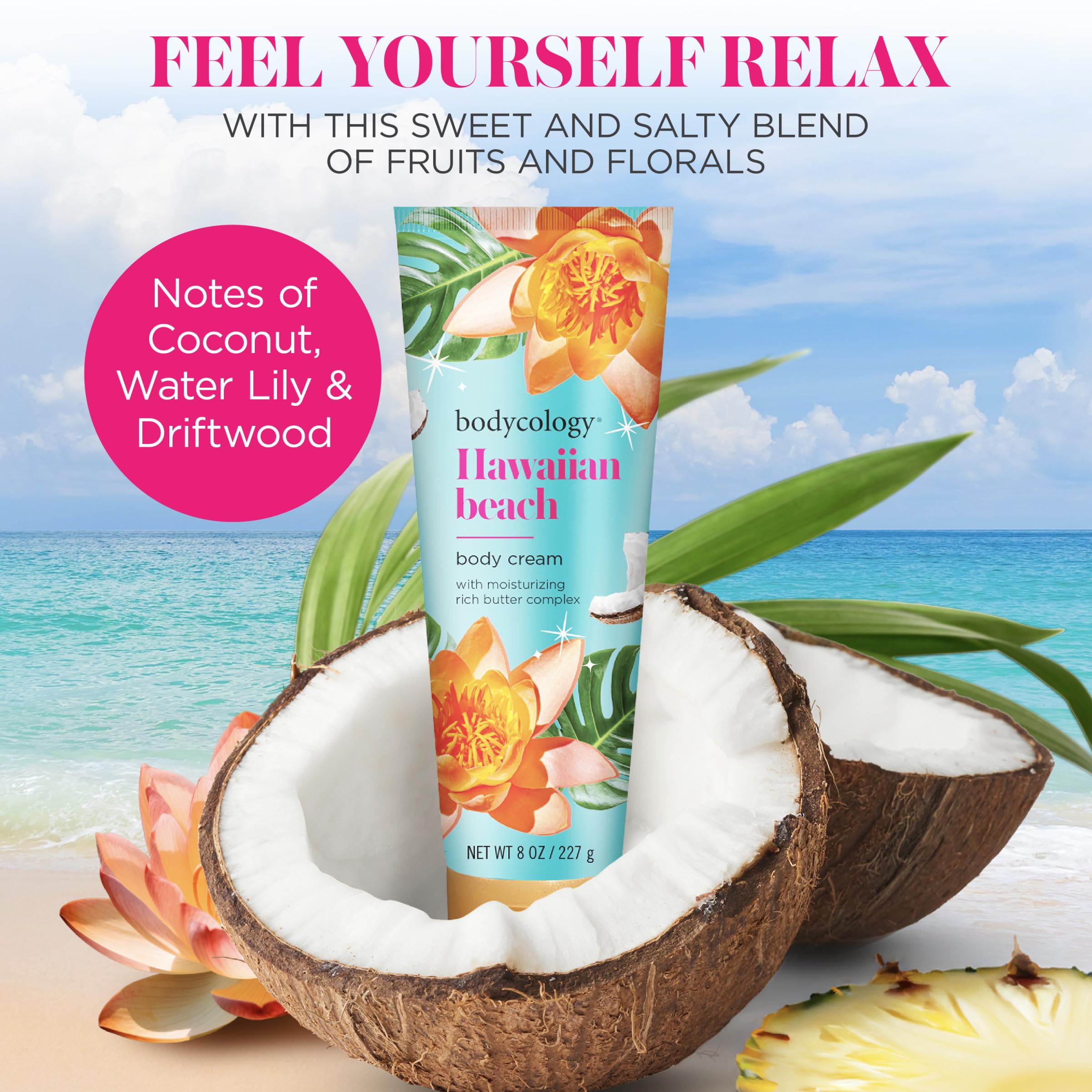 Foto 3 pulgar | Crema Corporal Bodycology Manteca De Karité Hawaiian Beach 240ml - Venta Internacional.