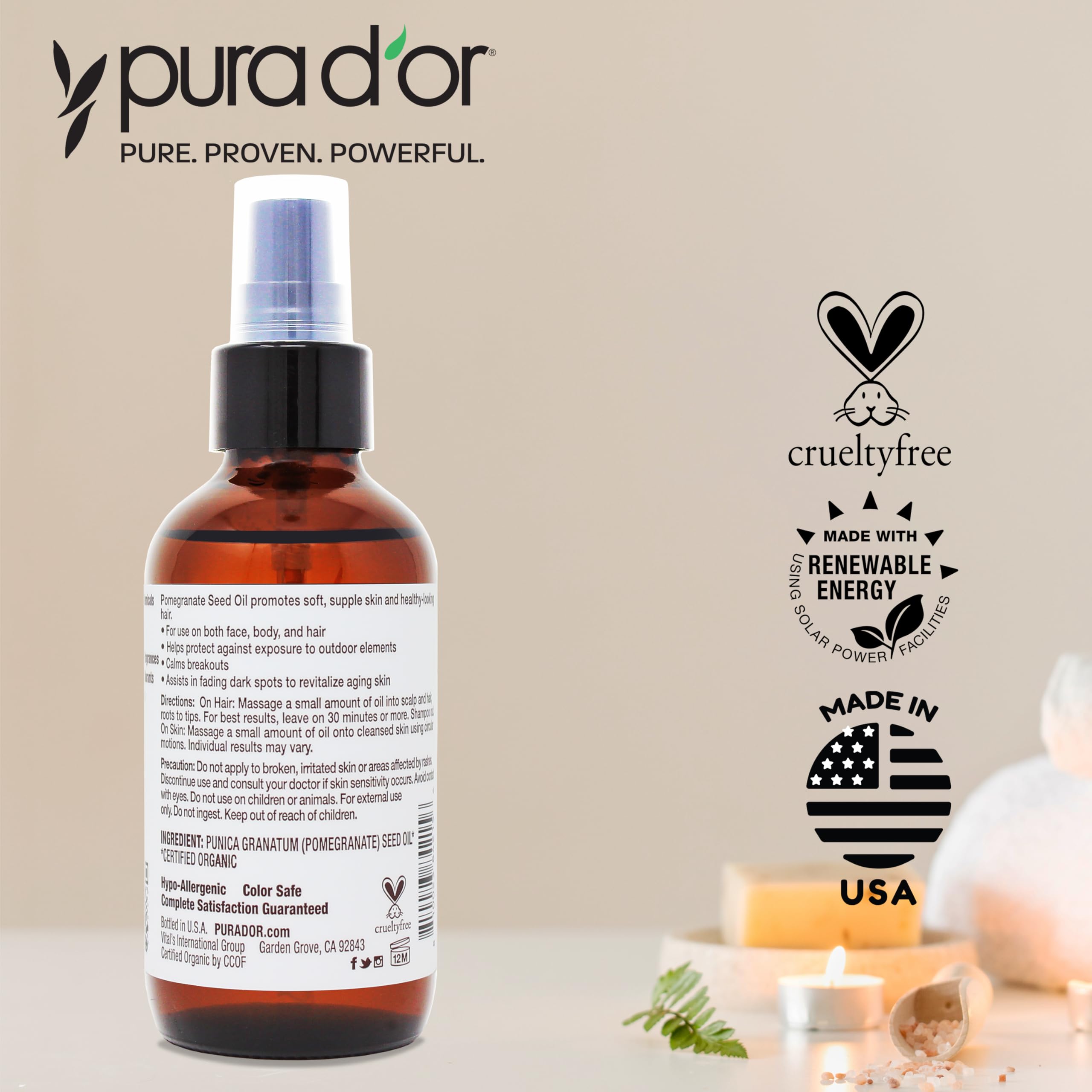 Foto 6 pulgar | Aceite De Granada Pura D'or 120 Ml 100% Puro Orgánico Usda - Venta Internacional.
