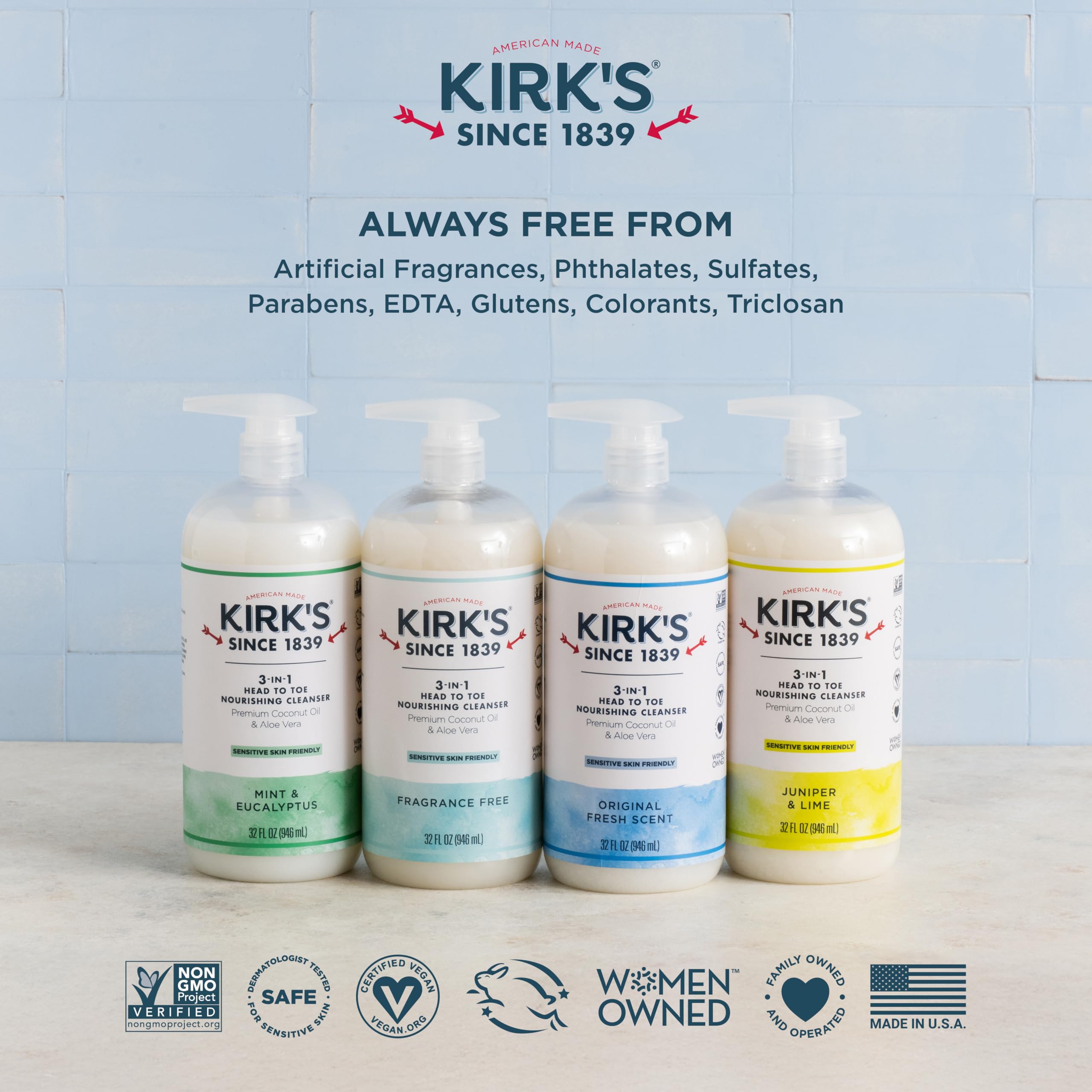 Foto 7 | Limpiador Líquido Kirk's 3 En 1  Nutritivo De Pies A Cabeza  960 Ml - Venta Internacional.