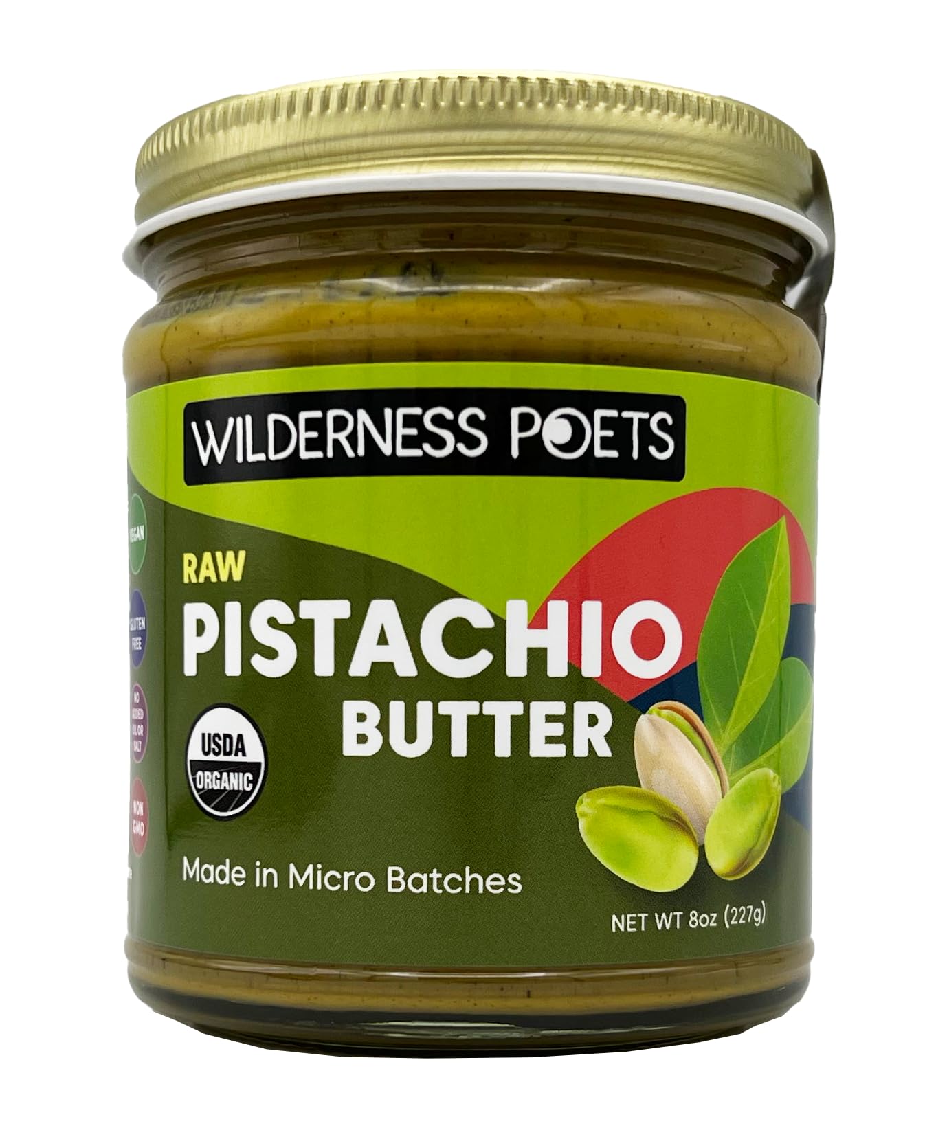 Foto 1 | Manteca De Pistacho Wilderness Poets Organic Raw  Tarro De Vidrio De 240 Ml - Venta Internacional.