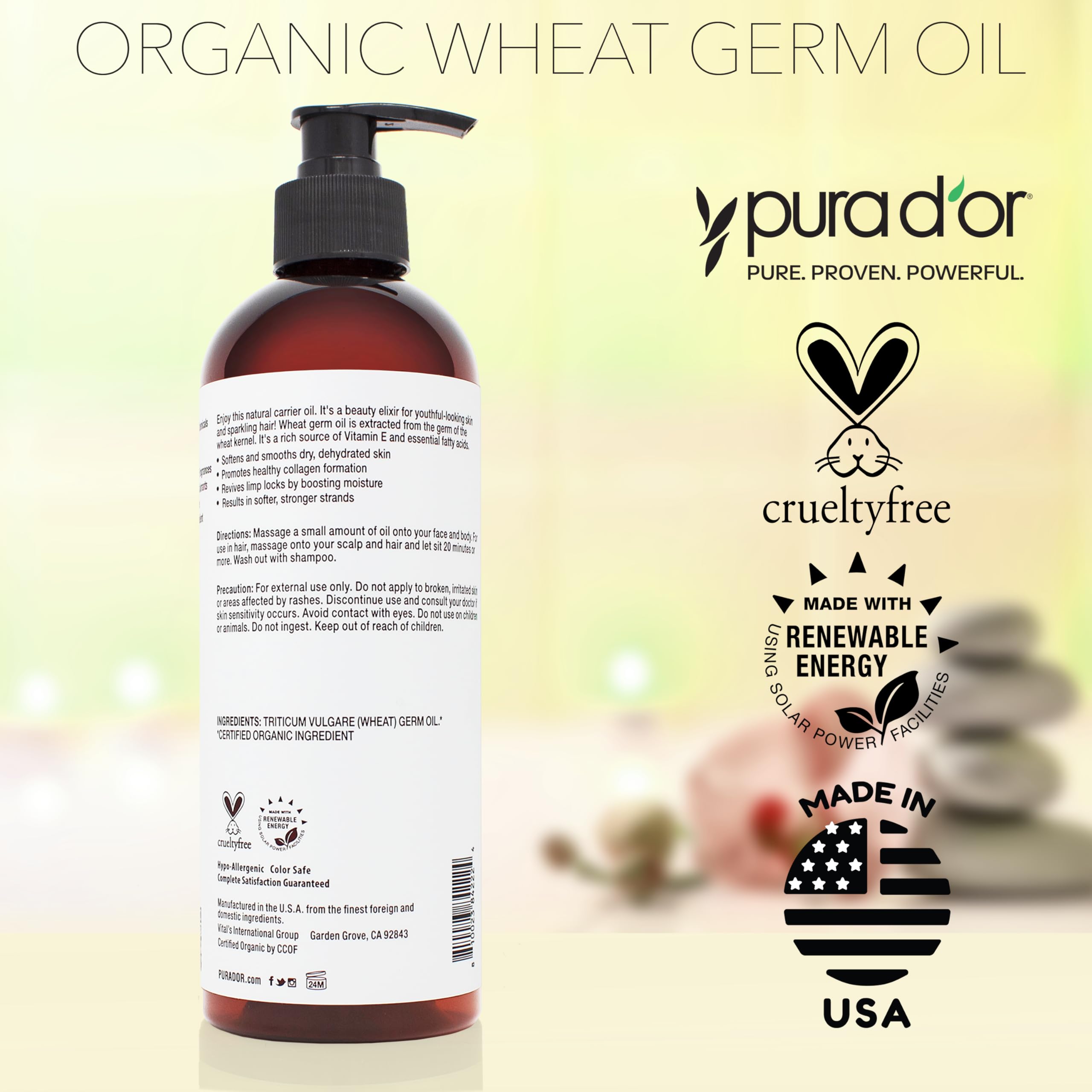 Foto 6 pulgar | Aceite De Germen De Trigo Pura D'or 100% Puro Y Natural 960 Ml X2 - Venta Internacional.