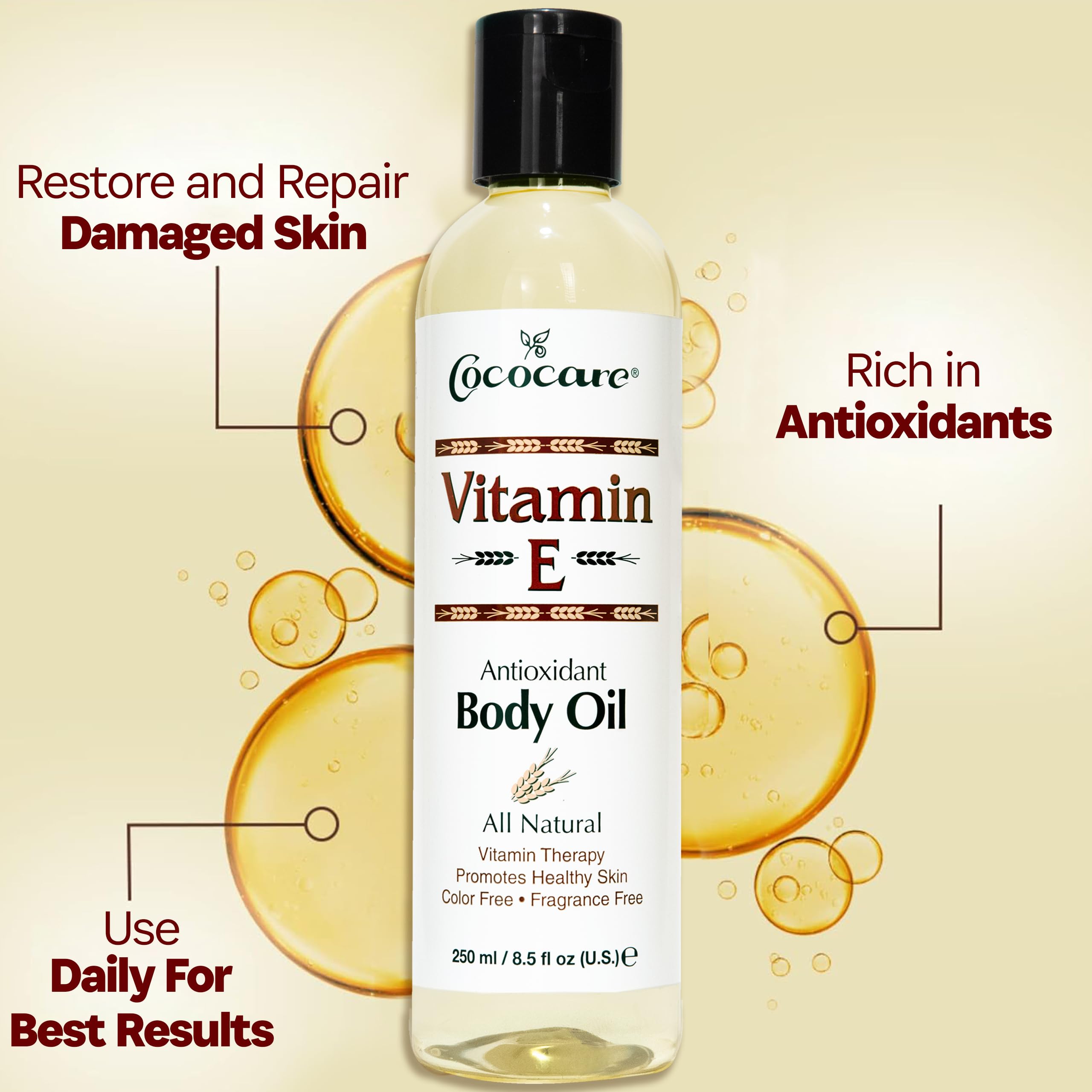 Foto 4 pulgar | Aceite Corporal Cococare Antioxidante De Vitamina E Natural 250 Ml - Venta Internacional.