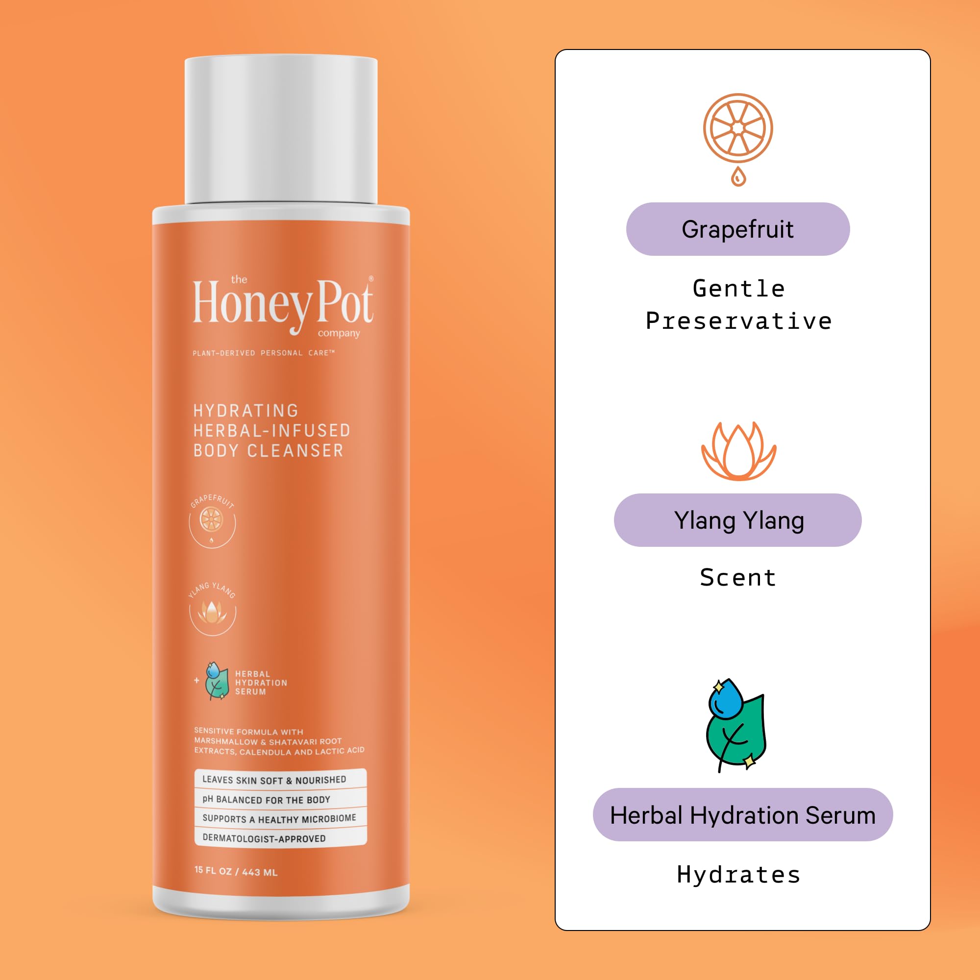 Foto 3 pulgar | Gel De Baño The Honey Pot Company  Pomelo  Ylang Ylang  450 Ml - Venta Internacional.