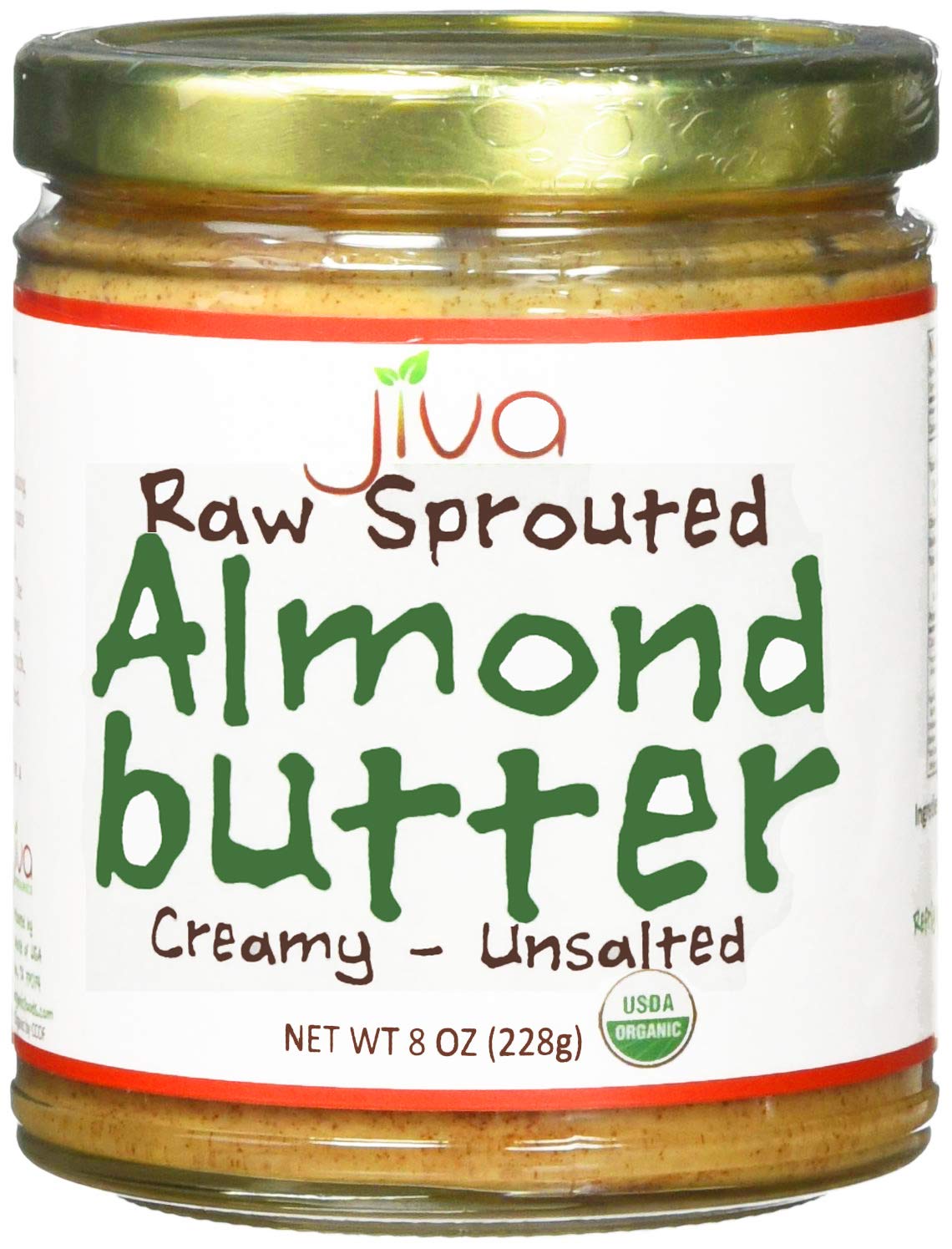 Foto 1 | Mantequilla De Almendras Jiva Organics Raw Sprouted Organic  Tarro De 240 Ml - Venta Internacional.