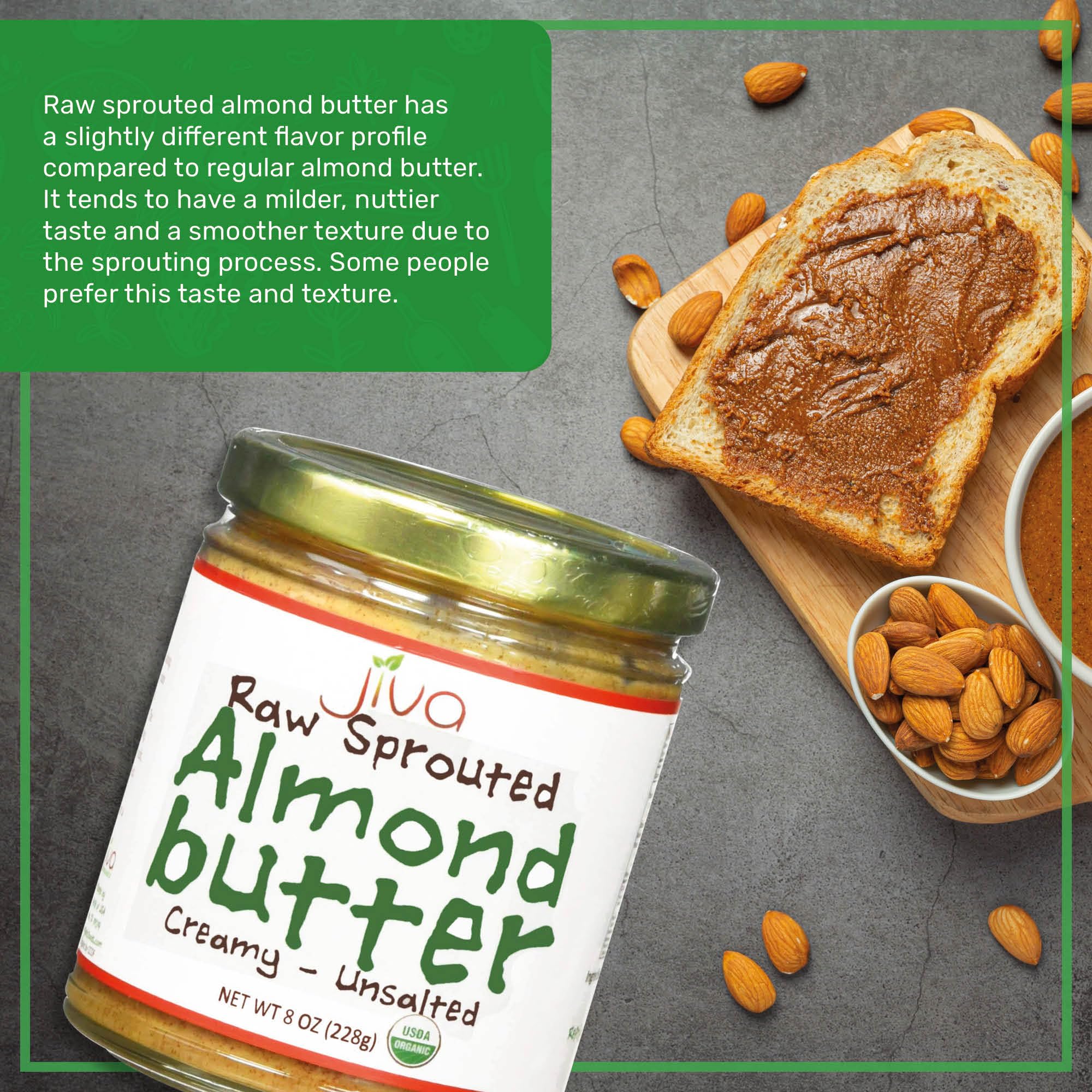 Foto 3 | Mantequilla De Almendras Jiva Organics Raw Sprouted Organic  Tarro De 240 Ml - Venta Internacional.