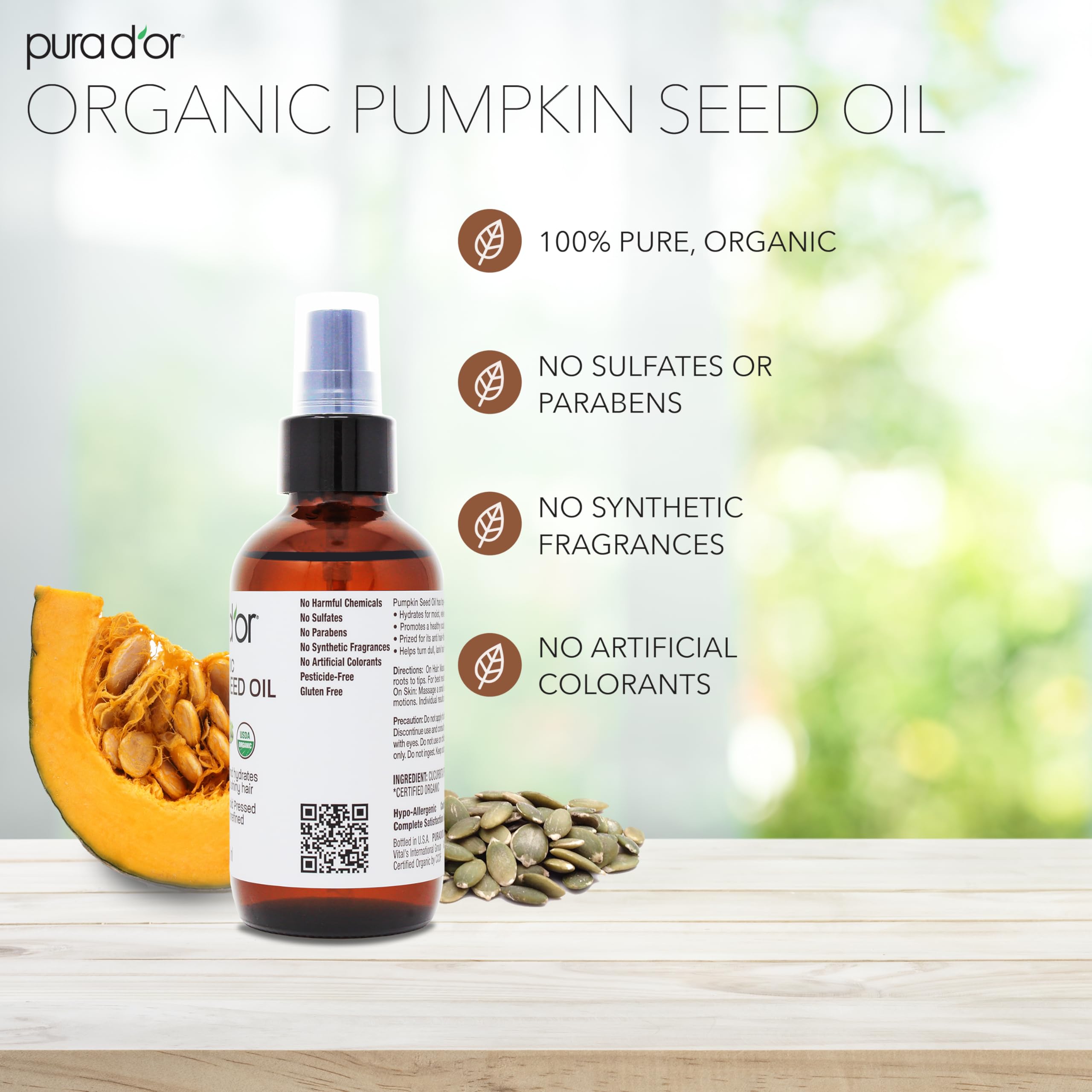 Foto 3 pulgar | Aceite De Semillas De Calabaza Pura D'or 120 Ml 100% Puro Orgánico Usda - Venta Internacional.
