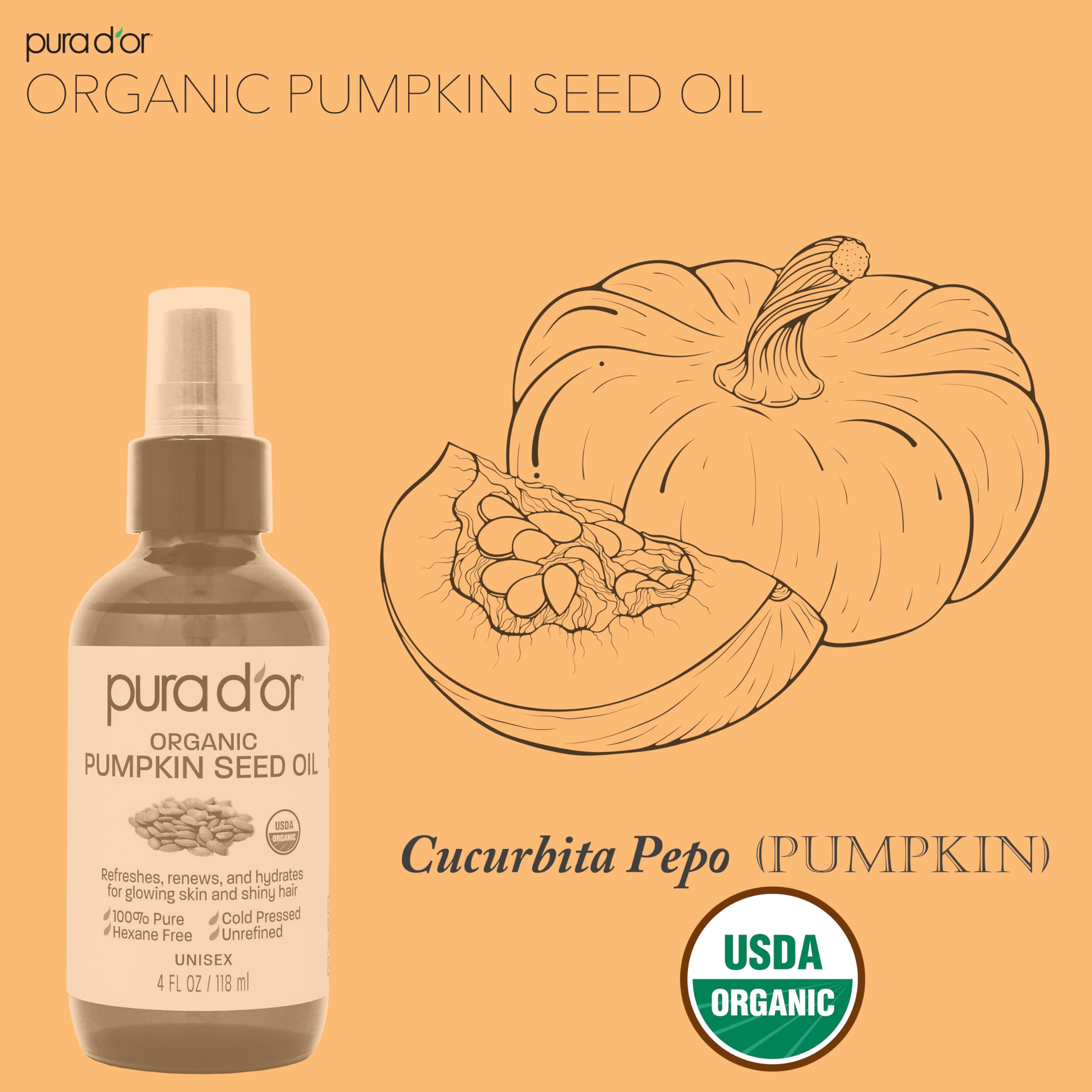 Foto 4 | Aceite De Semillas De Calabaza Pura D'or 120 Ml 100% Puro Orgánico Usda - Venta Internacional.