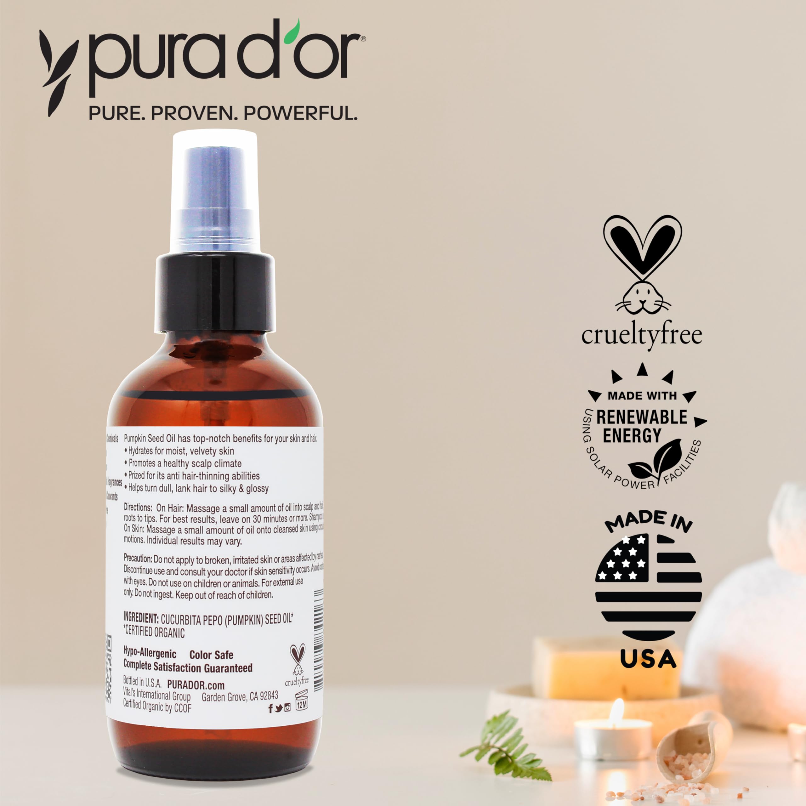 Foto 5 | Aceite De Semillas De Calabaza Pura D'or 120 Ml 100% Puro Orgánico Usda - Venta Internacional.