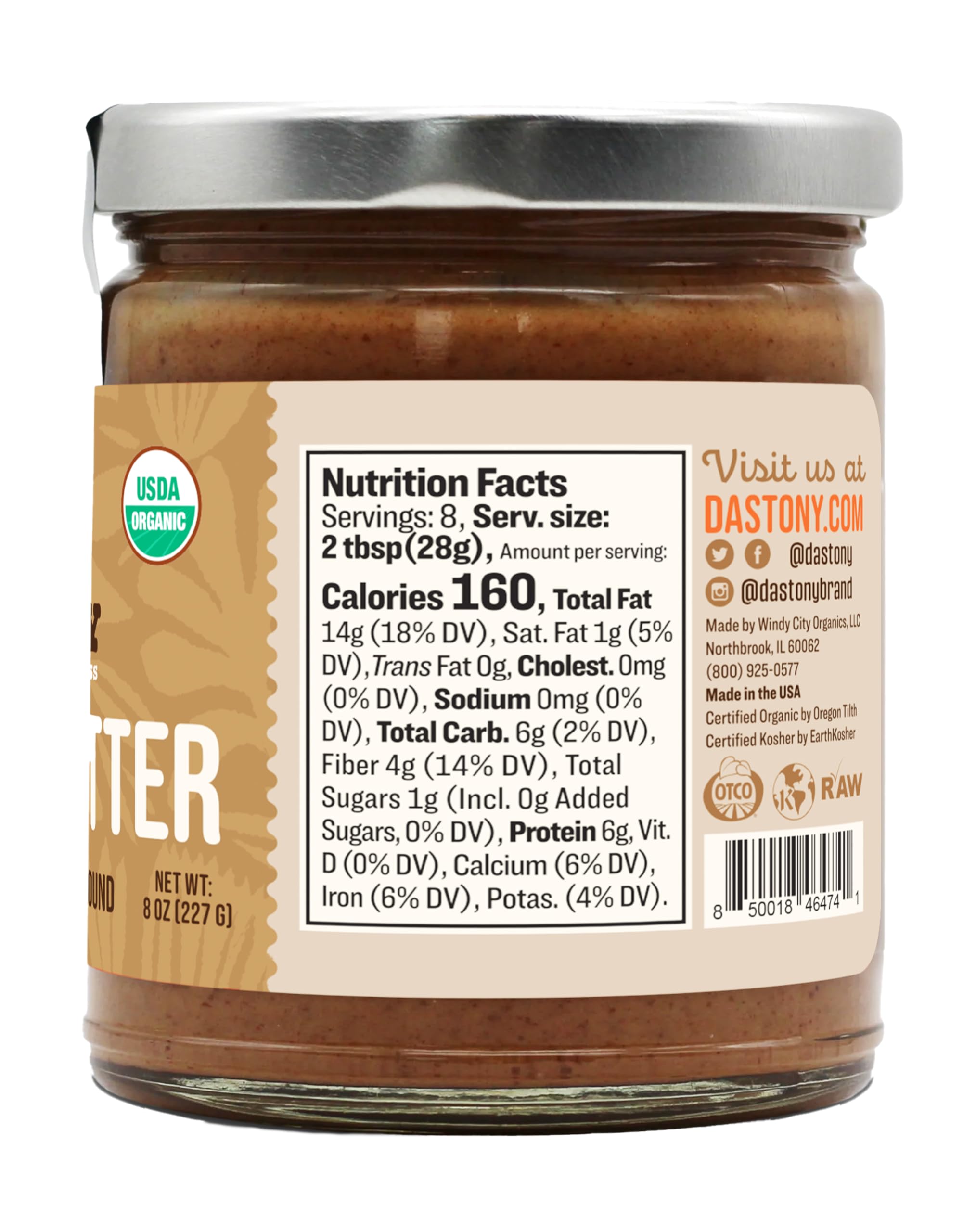 Foto 2 | Mantequilla De Almendras Dastony Organic Raw  236 Ml  Vegana Paleo Keto - Venta Internacional.
