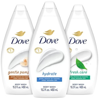 Foto 1 | Gel De Baño Dove Variety Hydrate Paquete De 3 Unidades Fresh Care 450 Ml - Venta Internacional.