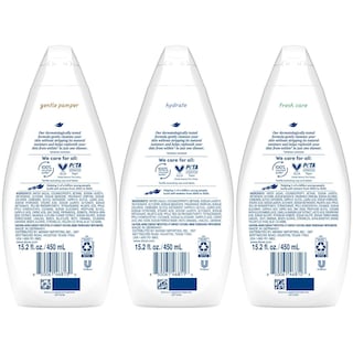 Foto 2 | Gel De Baño Dove Variety Hydrate Paquete De 3 Unidades Fresh Care 450 Ml - Venta Internacional.