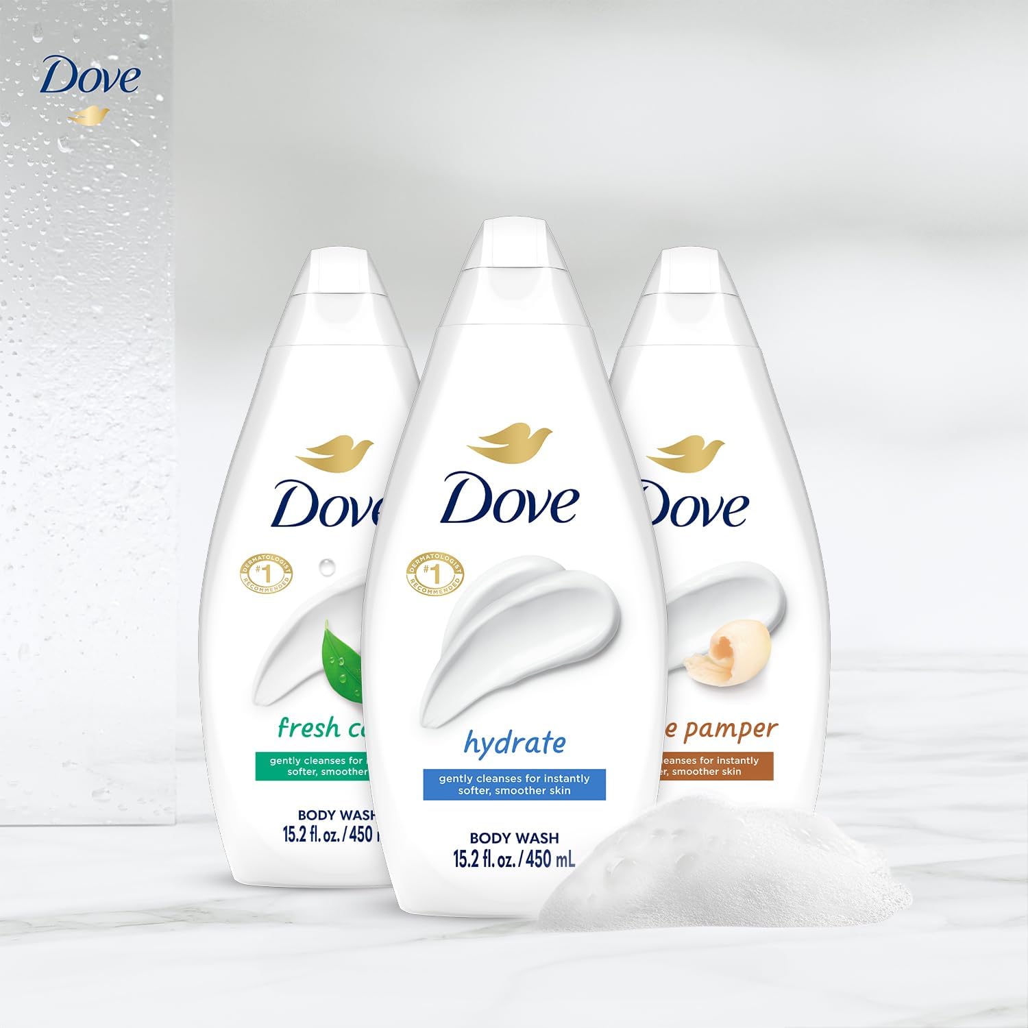 Foto 4 | Gel De Baño Dove Variety Hydrate  Paquete De 3 Unidades  Fresh Care  450 Ml - Venta Internacional.