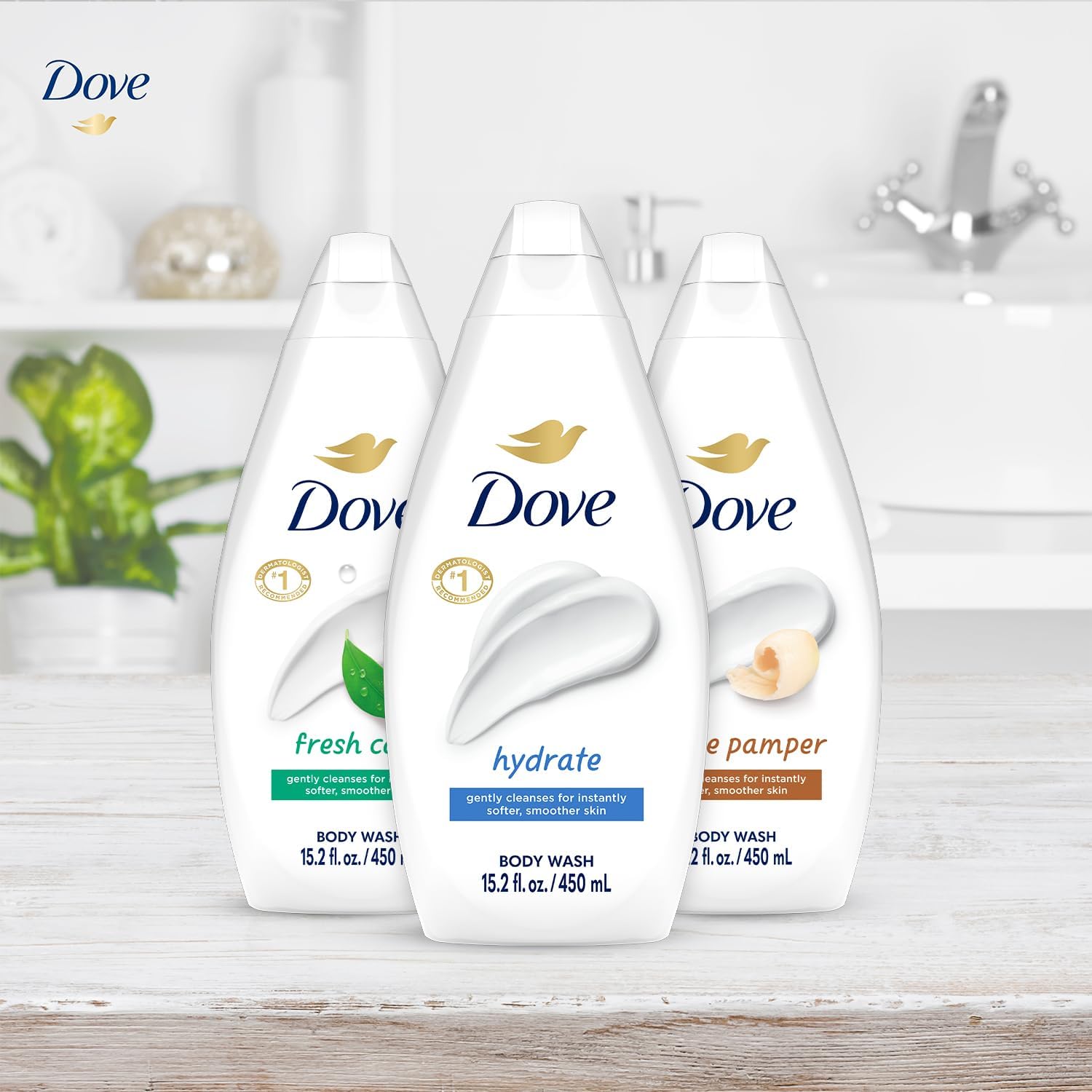 Foto 5 | Gel De Baño Dove Variety Hydrate  Paquete De 3 Unidades  Fresh Care  450 Ml - Venta Internacional.