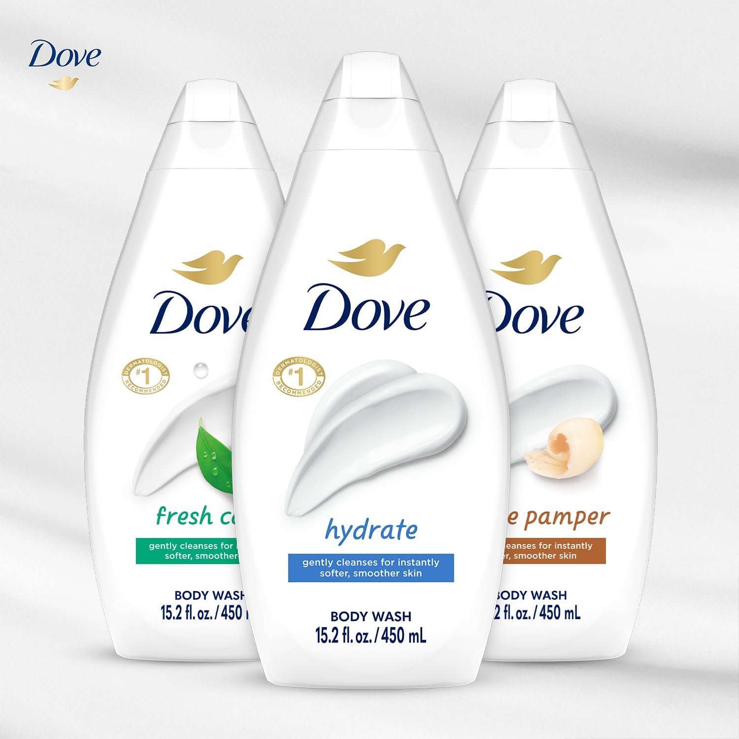 Foto 6 | Gel De Baño Dove Variety Hydrate  Paquete De 3 Unidades  Fresh Care  450 Ml - Venta Internacional.