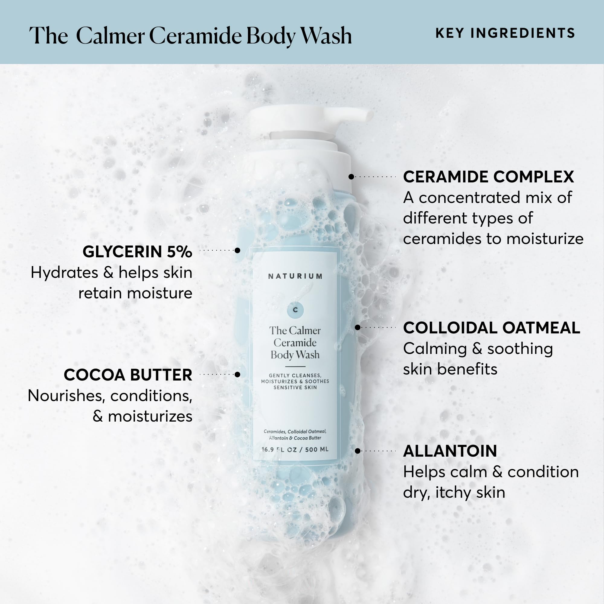 Foto 3 | Gel De Baño Naturium The Calmer Ceramide  500 Ml  Sin Fragancia - Venta Internacional.