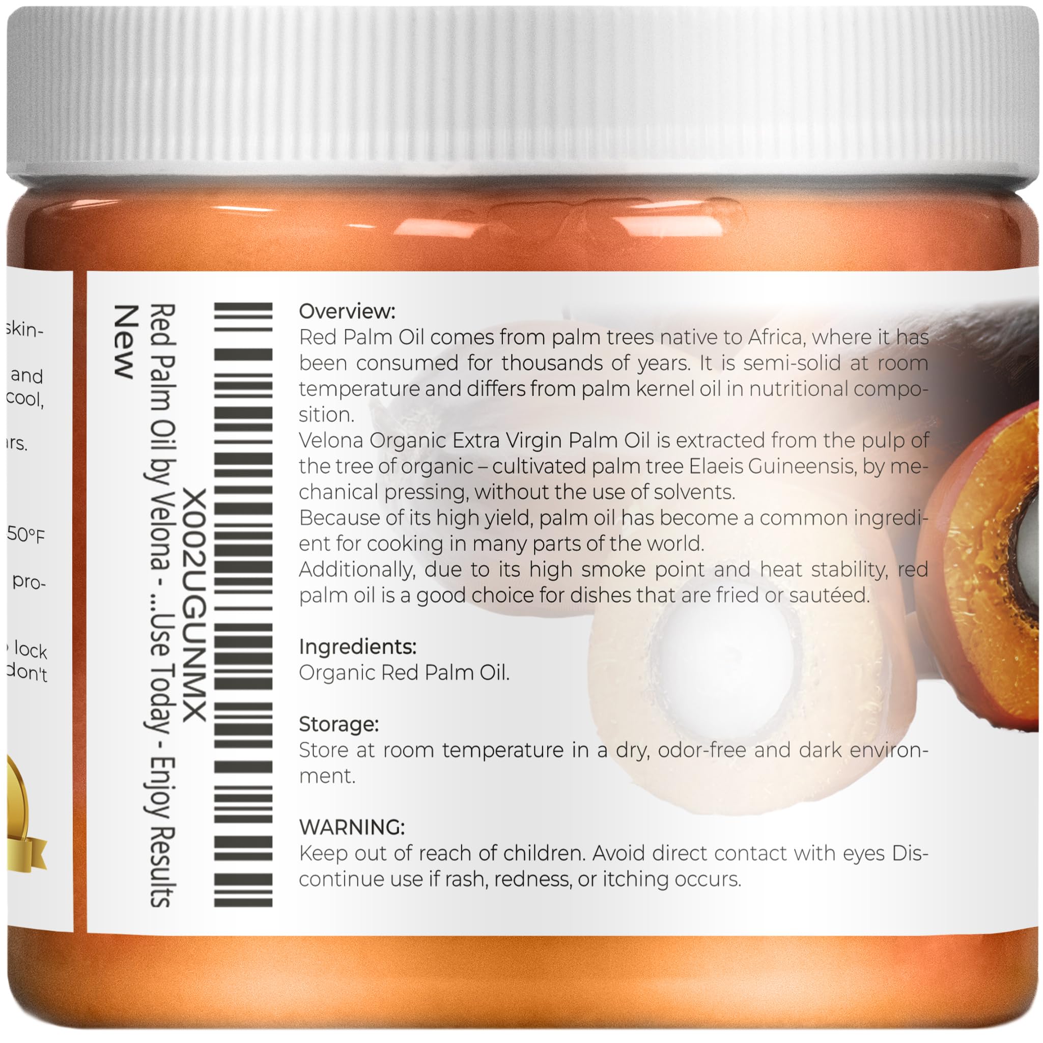 Foto 4 pulgar | Aceite De Palma Roja Velona  Orgánico Usda  473 Ml  De Grado Alimenticio Y Cosmético - Venta Internacional.